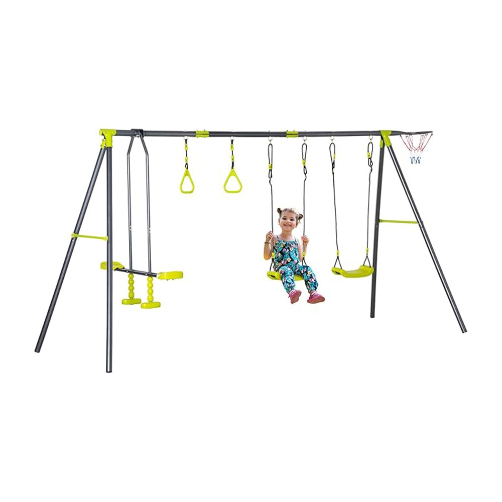 Megastar Multi-Activity Kids Outdoor Swing Set with Basketball Hoop- 250*136*180CM