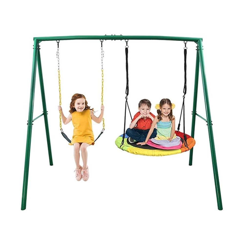 MEGASTAR Fun & Safe Swing Set – Dual Delight for Kids - 320*136*180CM