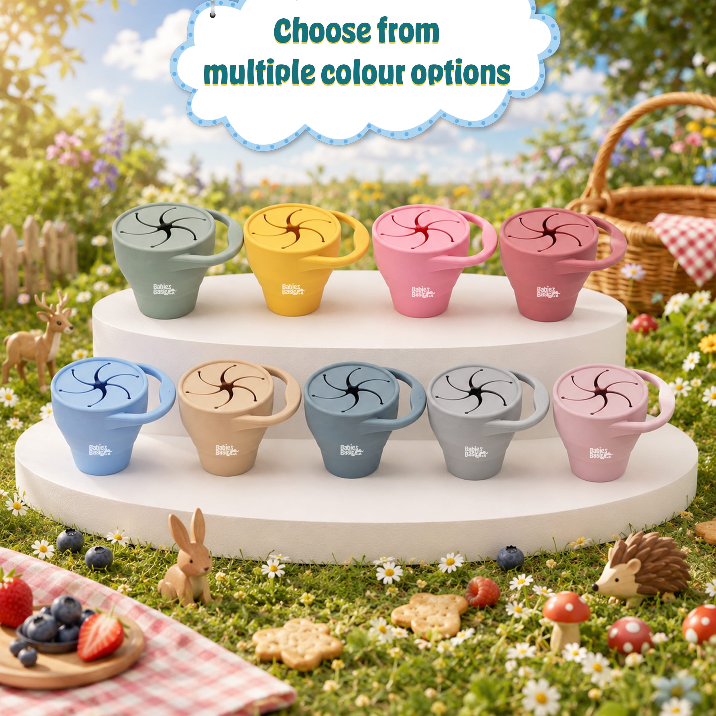 Babies Basic Collapsable Silicone Snack Cup/Box for Kids, Dusty Pink