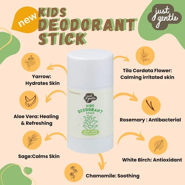 Just Gentle – Kids Deodorant Stick – Aloe Vera Unscented