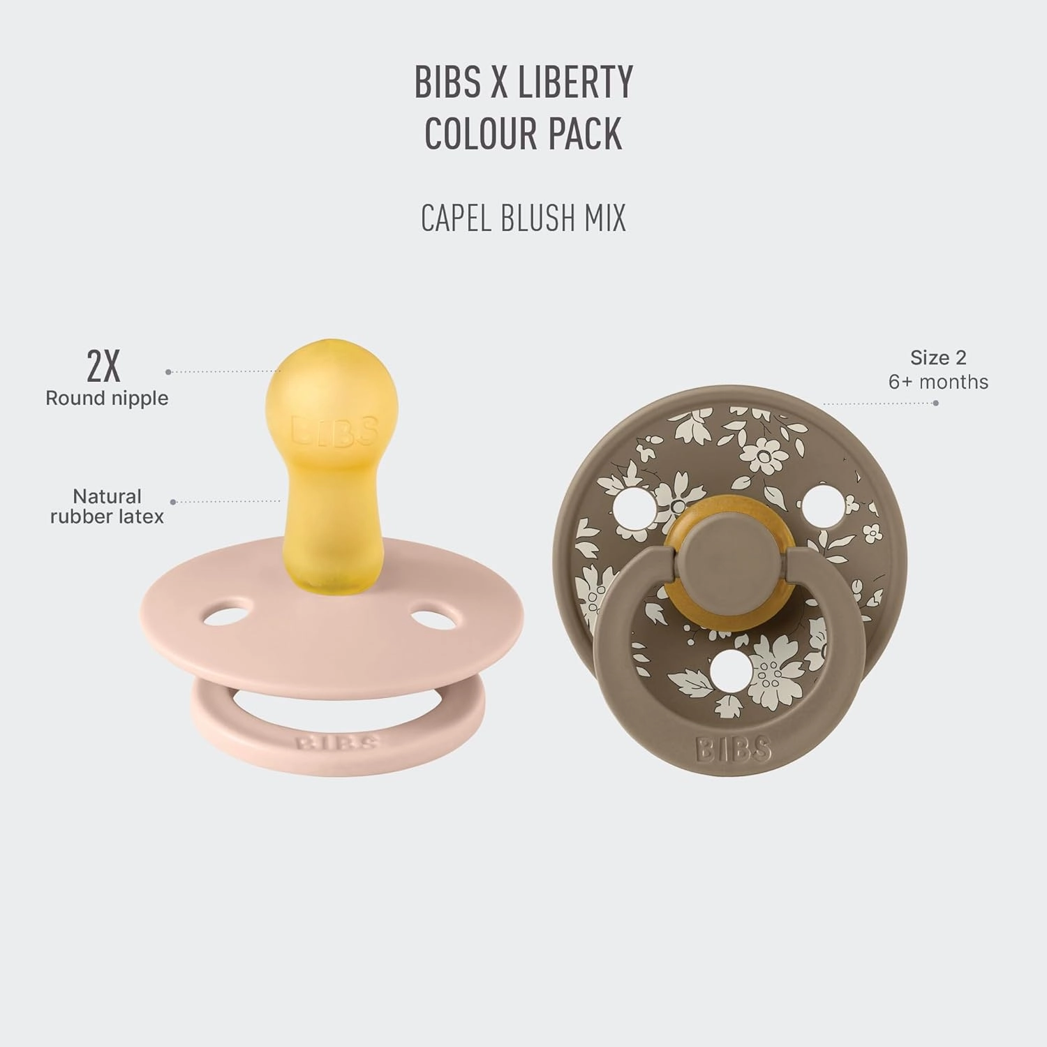 BIBS x Liberty 2 PACK Colour Capel Latex Size 2 Blush Mix