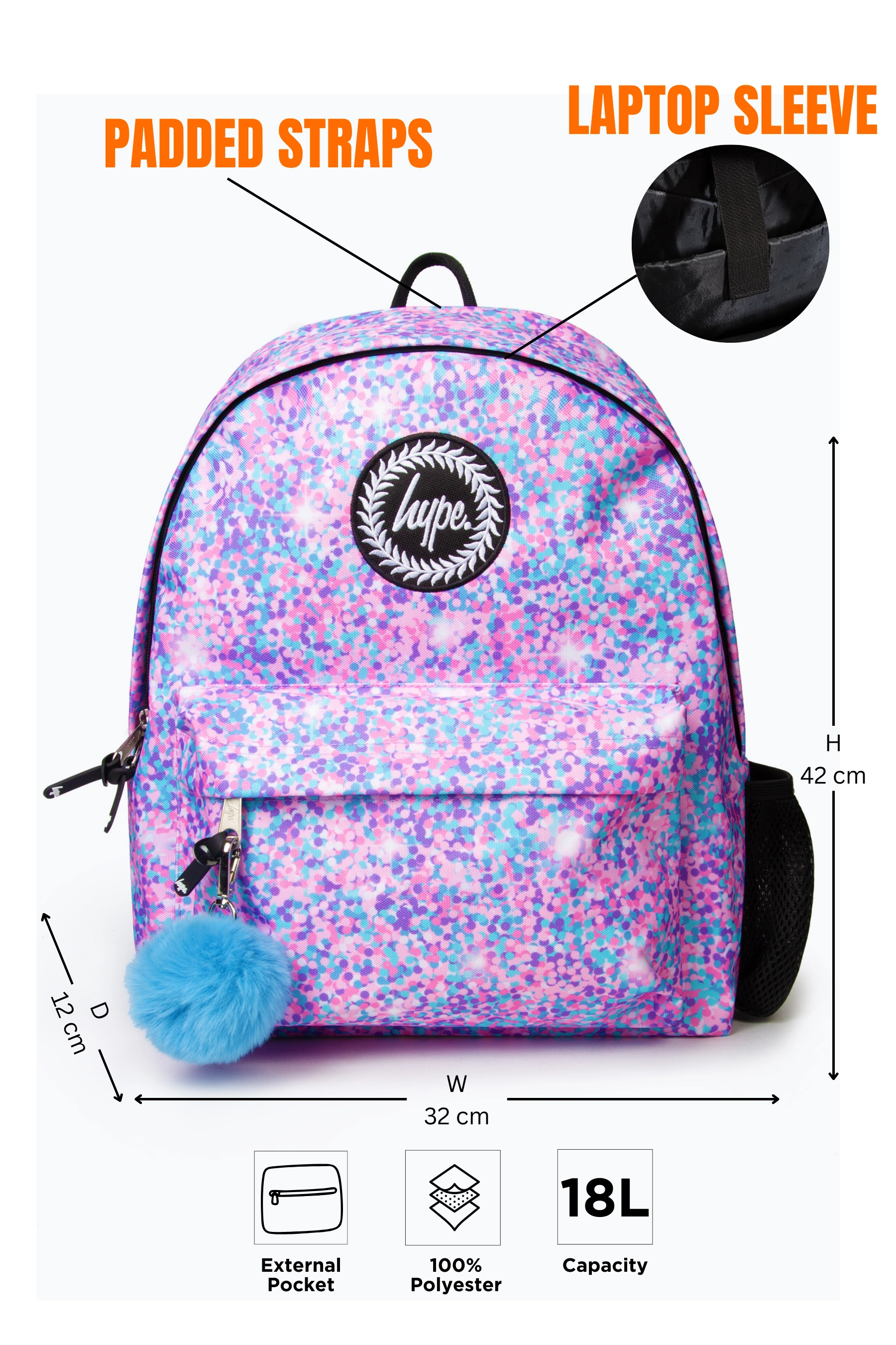 HYPE Backpack Girls Multi Confetti