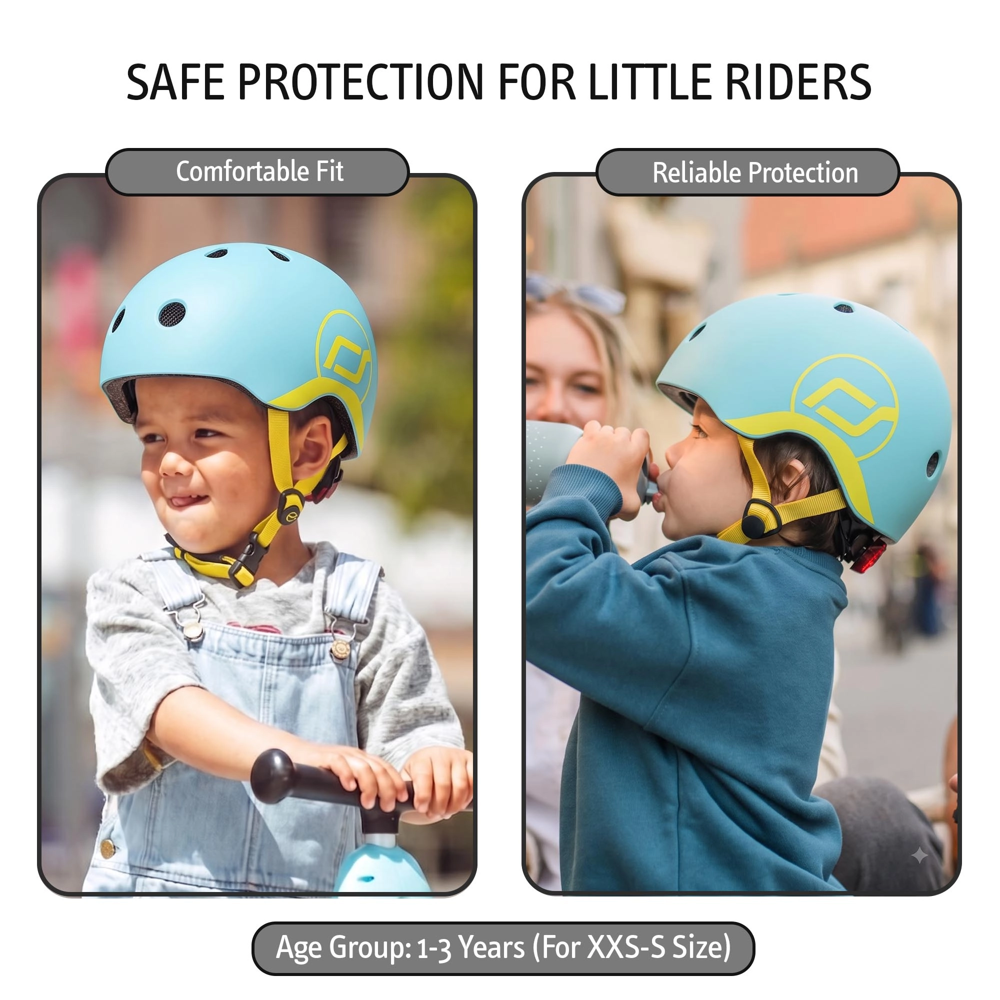 Scoot & Ride Baby Helmet XXS-S, Adjustable Kids Helmet with Magnetic Fastener, Baby Head Protector for Children with 45–51 cm Head Size, Blueberry