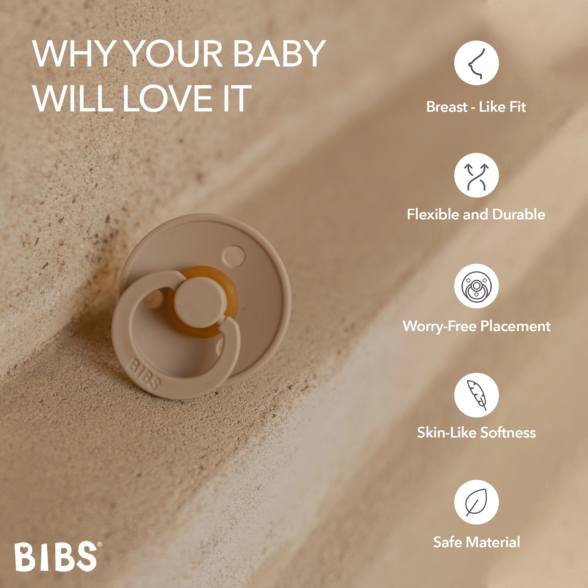 BIBS Round Pacifier Colour 4 Pack Latex Size 1 Ivory Sand Vanilla Dark Oak