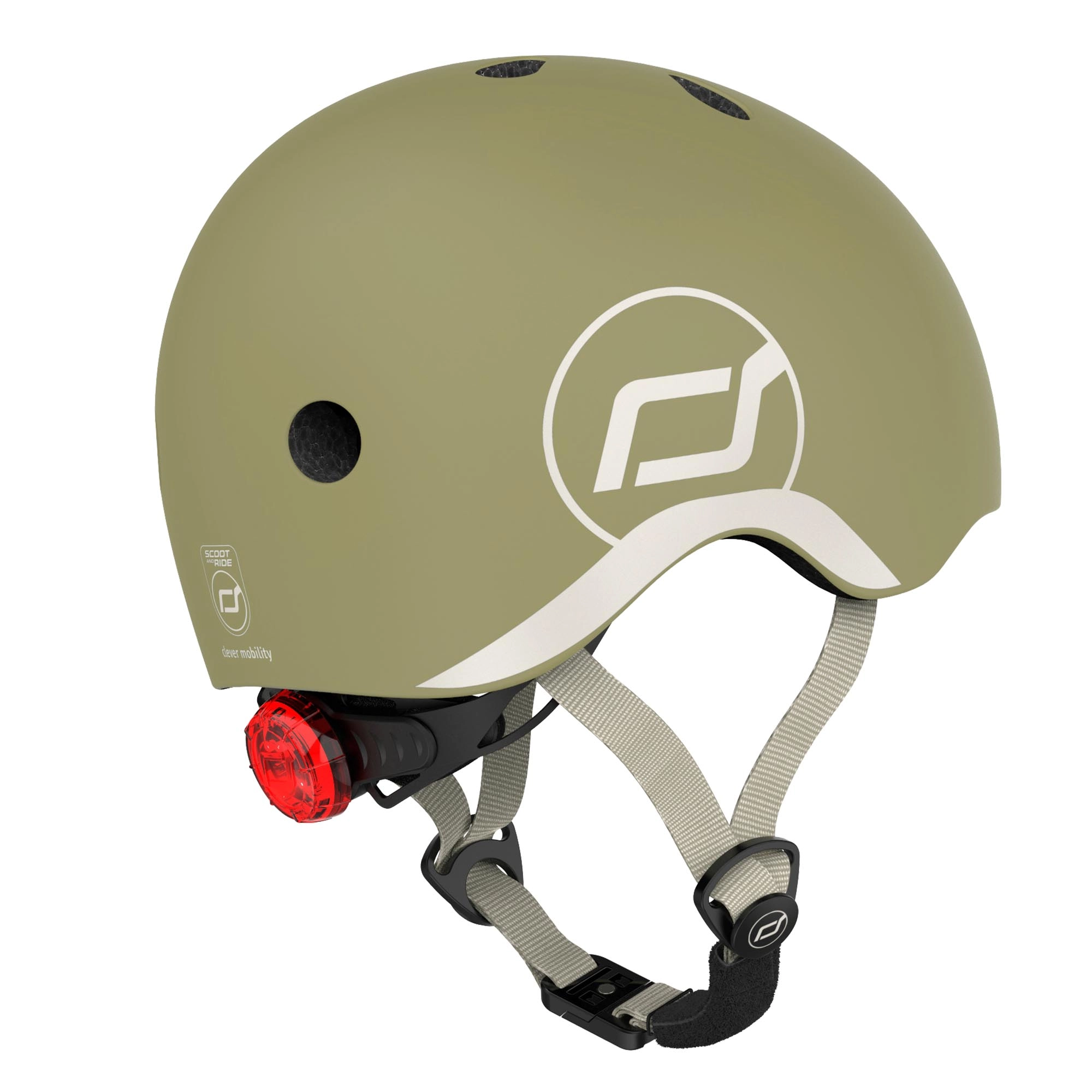 Scoot & Ride Baby Helmet XXS-S, Adjustable Kids Helmet with Magnetic Fastener, Baby Head Protector for Children with 45–51 cm Head Size, Olive