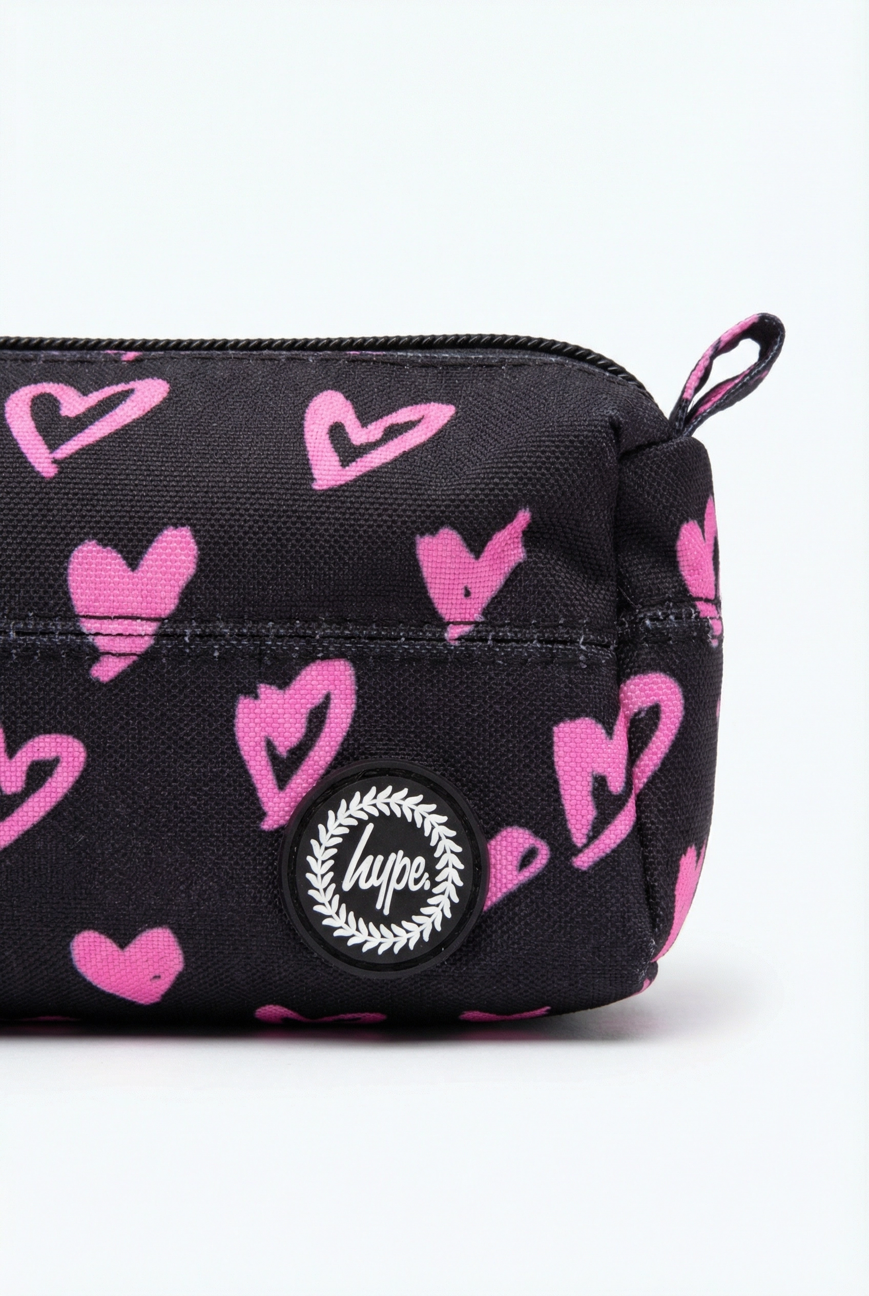 HYPE Pencil Case Black Pink Scribble Heart