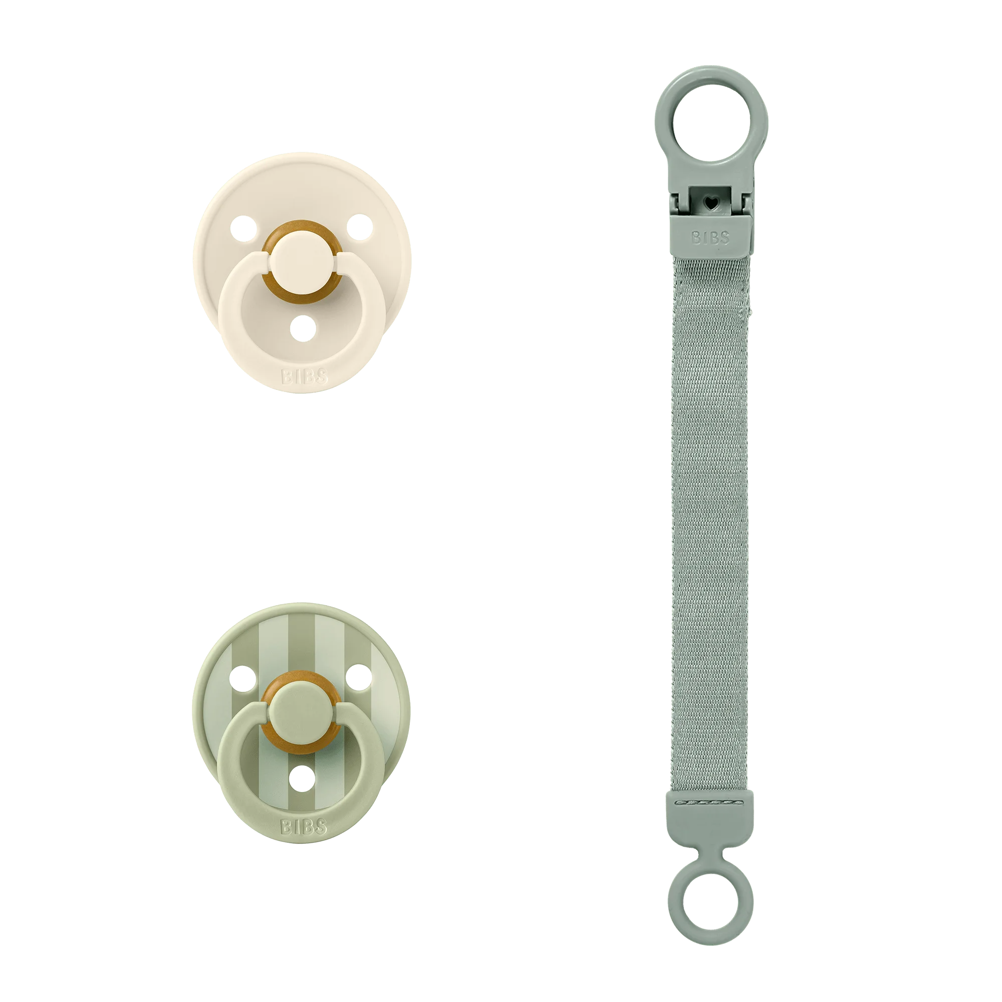 BIBS Colour Pacifier & Loop Clip Gift Set Latex Size 1 Sage