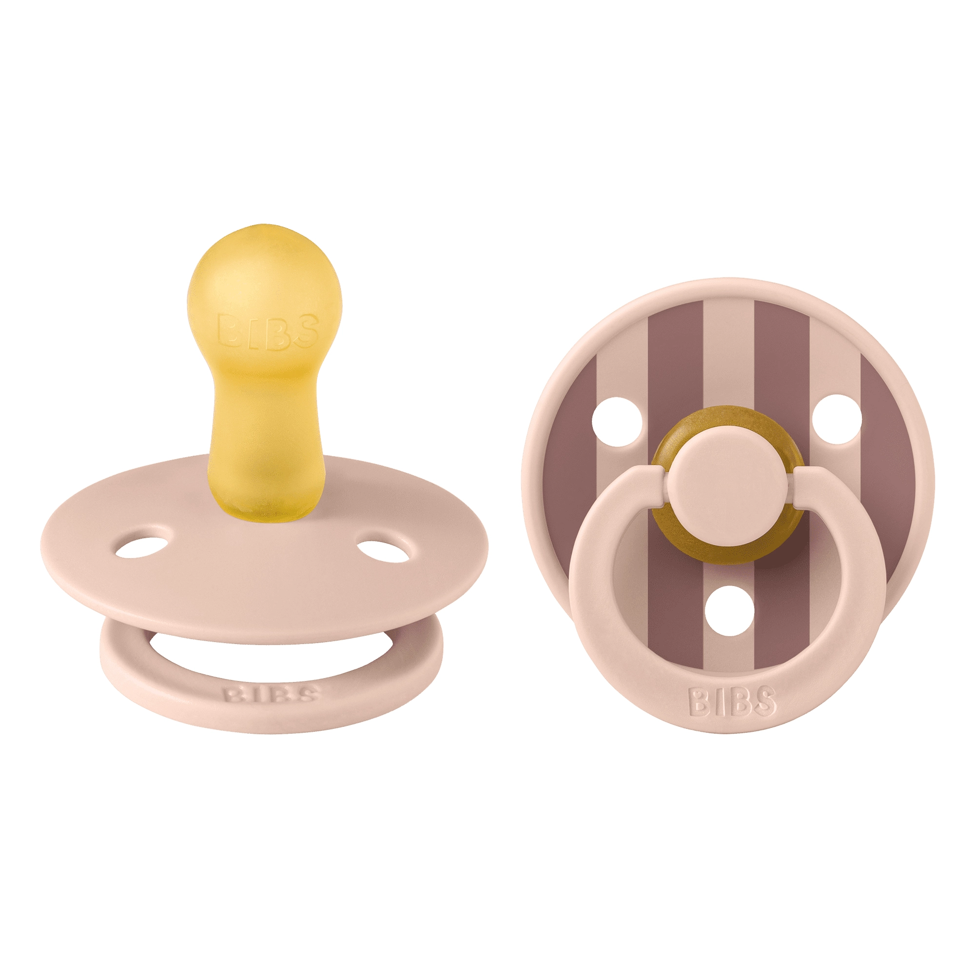 BIBS Round Pacifier Studio Colour 2 Pack Block Latex Size 2 Blush Mix