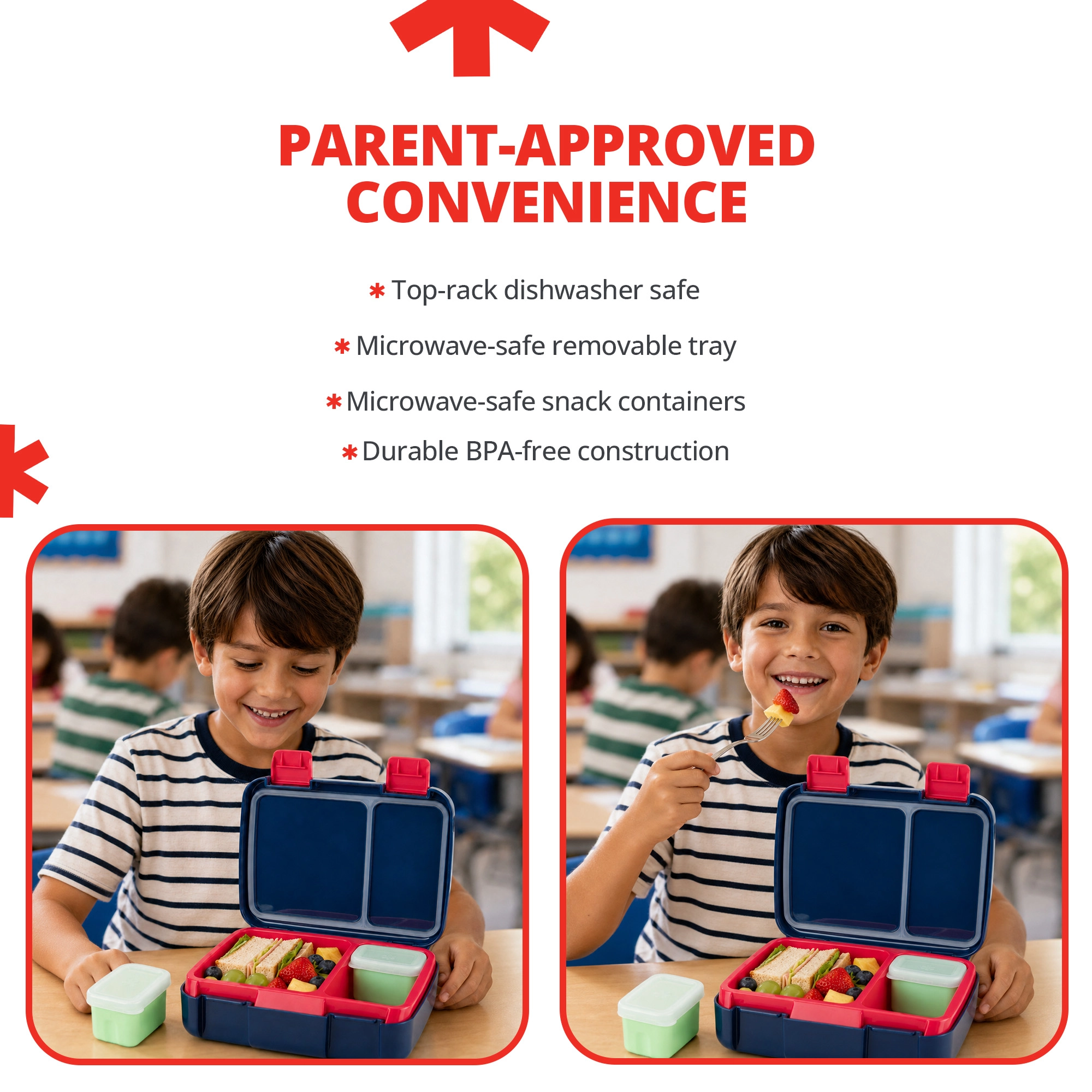Skip Hop Zoo Bento Box Train, Kids Bento Lunch Box with Divided Tray, Snack Containers, Secure Seal and Carry Handle