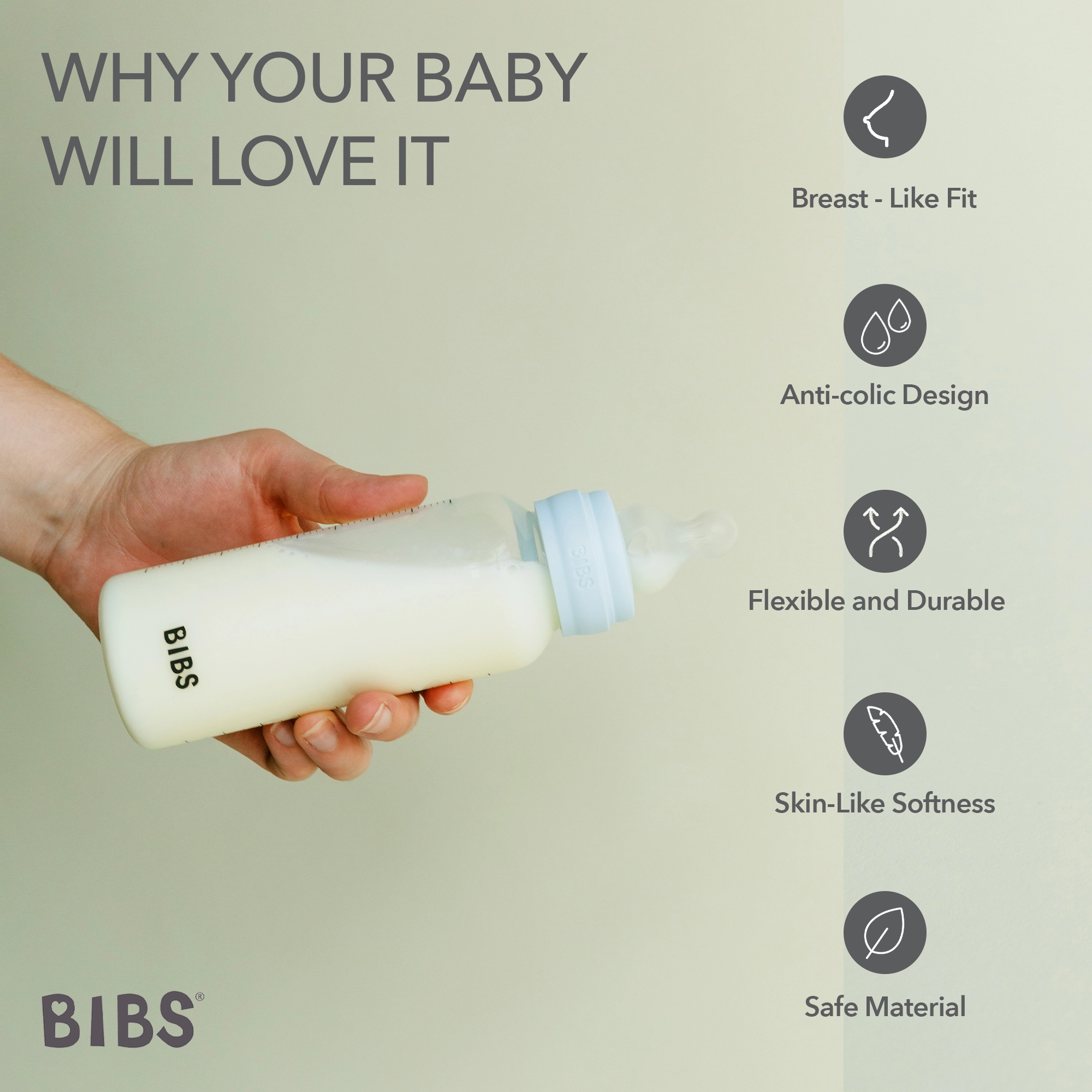 BIBS Baby Bottle Nipple Round Silicone 2 Pack Fast Flow