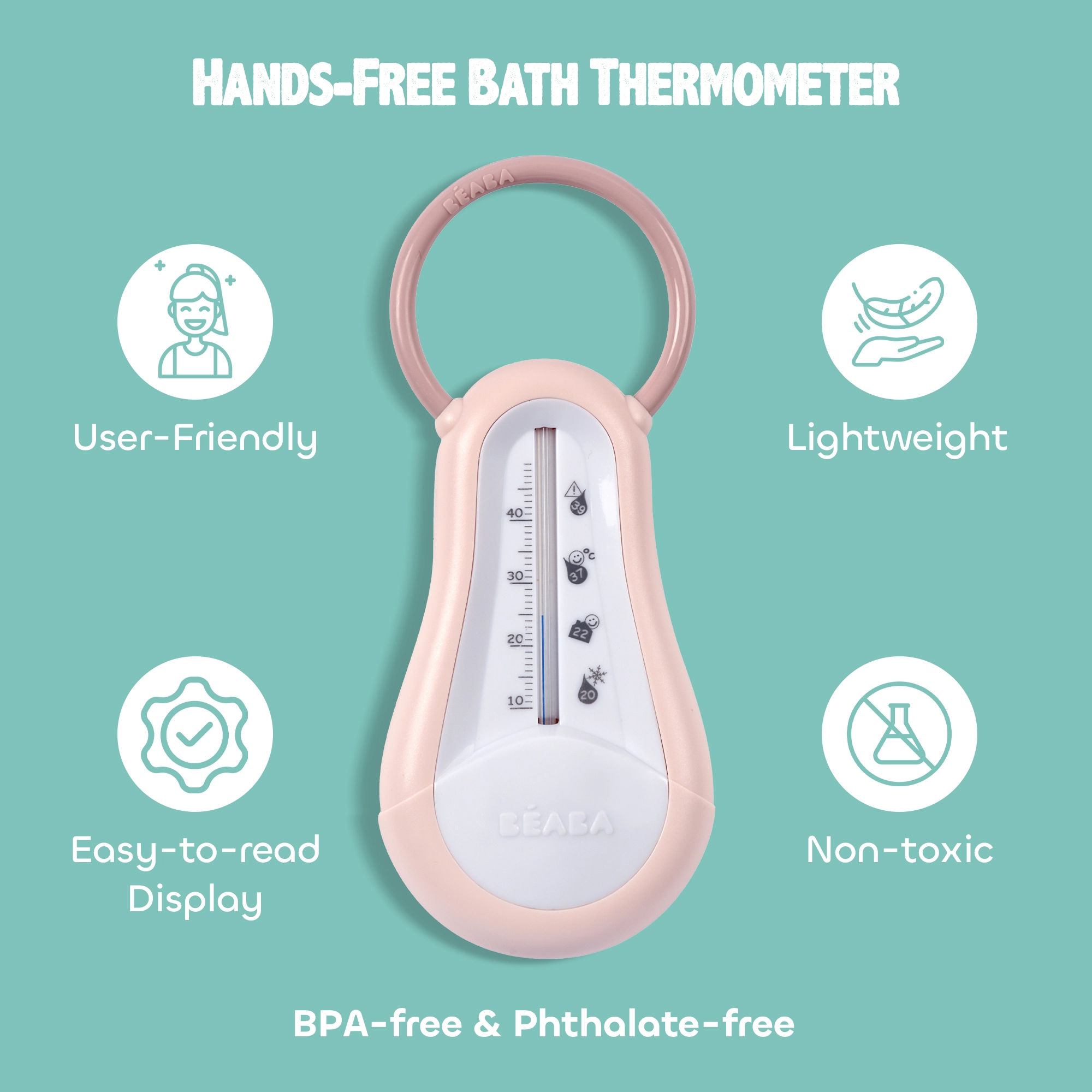 BEABA Bath Thermometer Old Pink