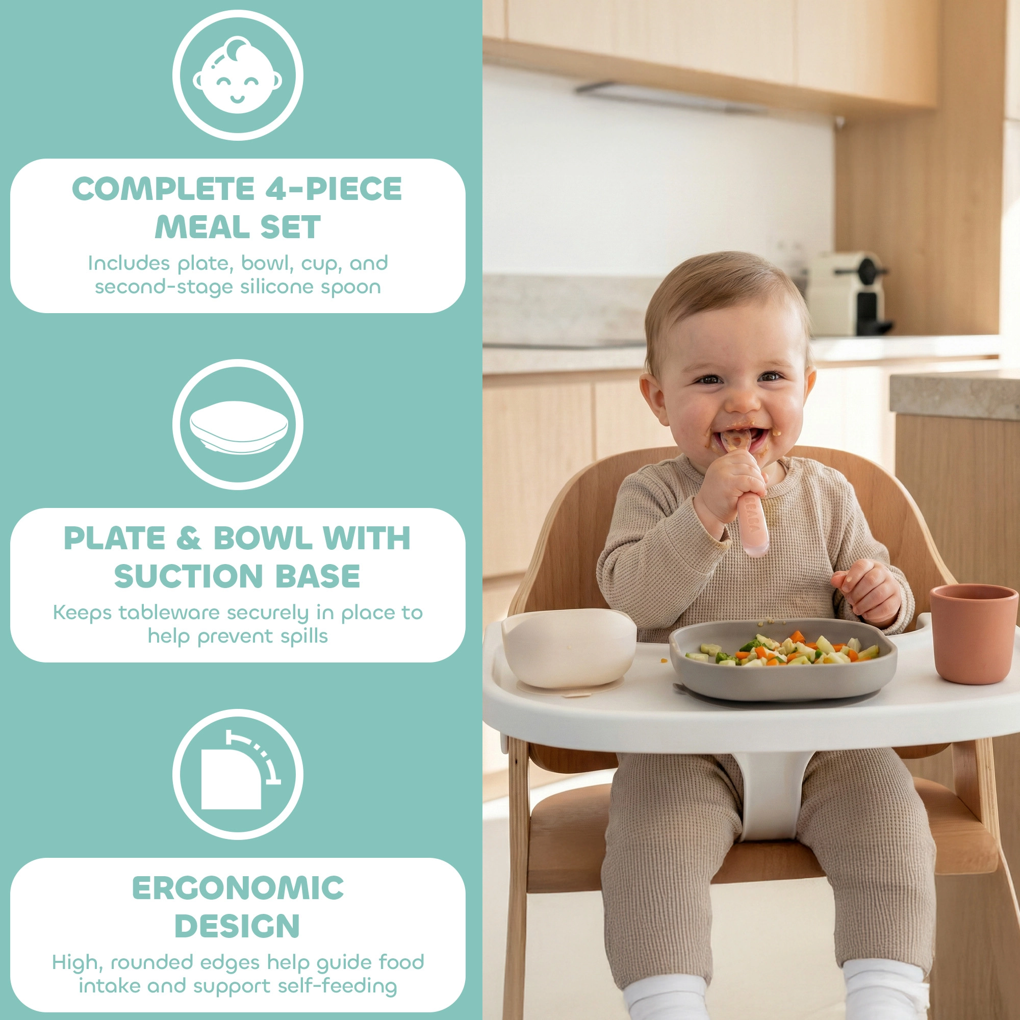 BEABA Silicone Meal Set 4 Pcs Terracotta Gazelle