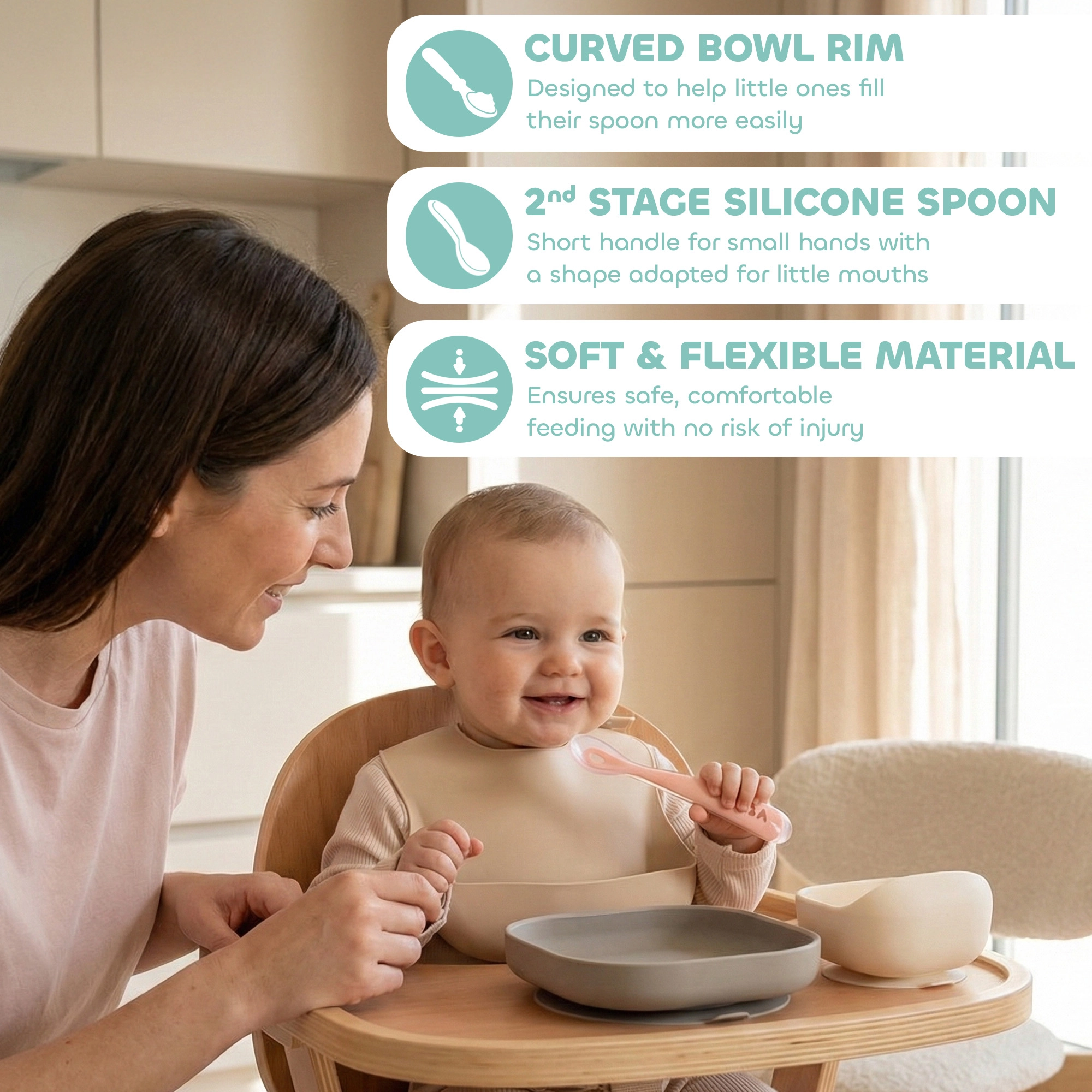 BEABA Silicone Meal Set 4 Pcs Terracotta Gazelle