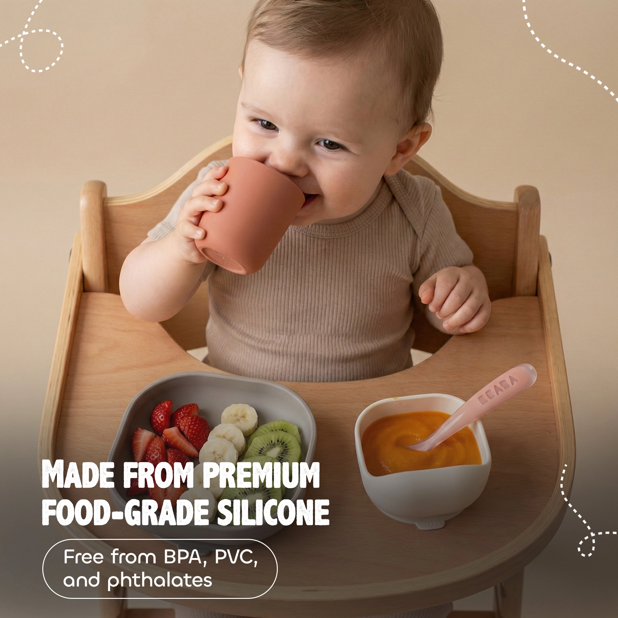 BEABA Silicone Meal Set 4 Pcs Terracotta Gazelle