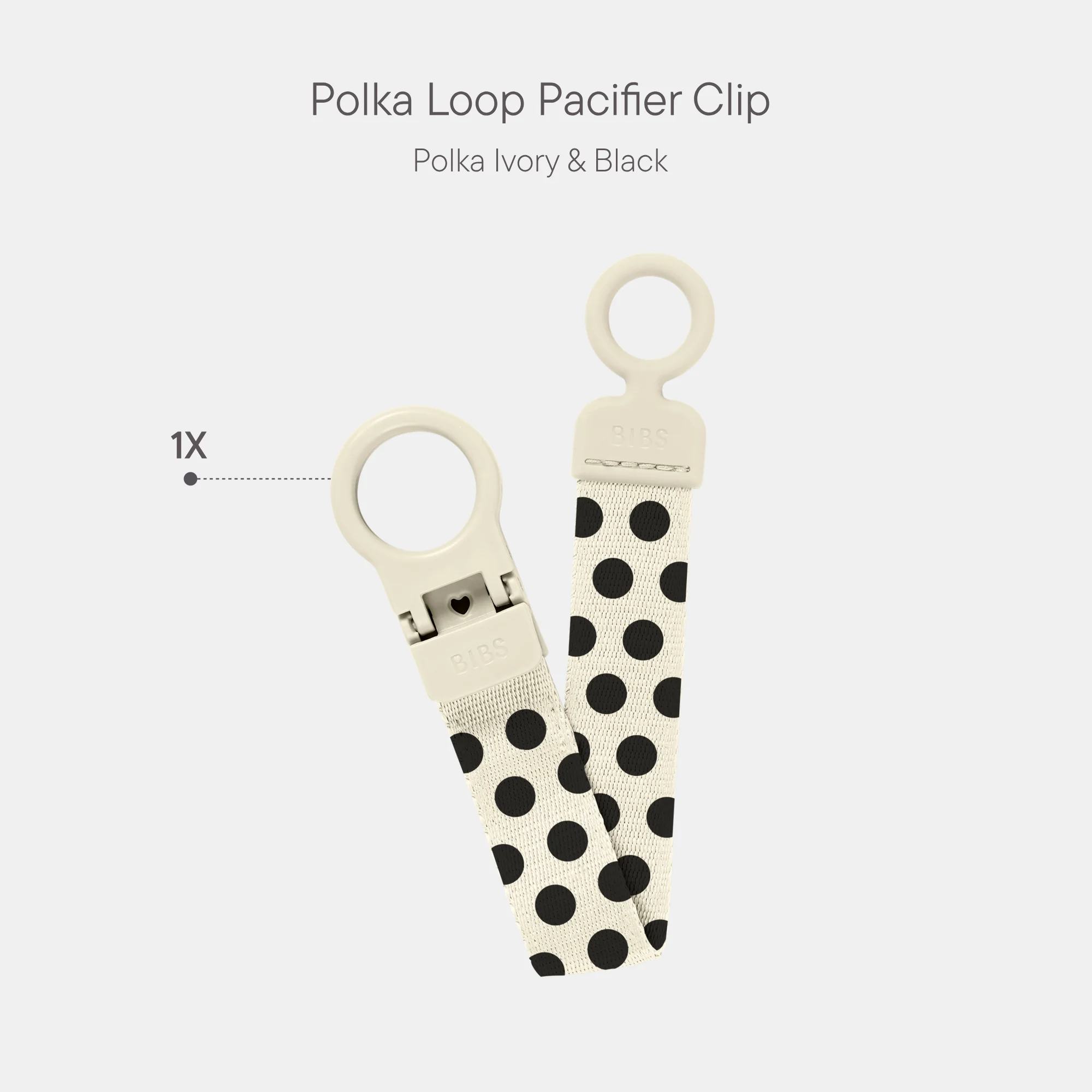 BIBS Studio Pacifier Clip Loop Polka Ivory Black