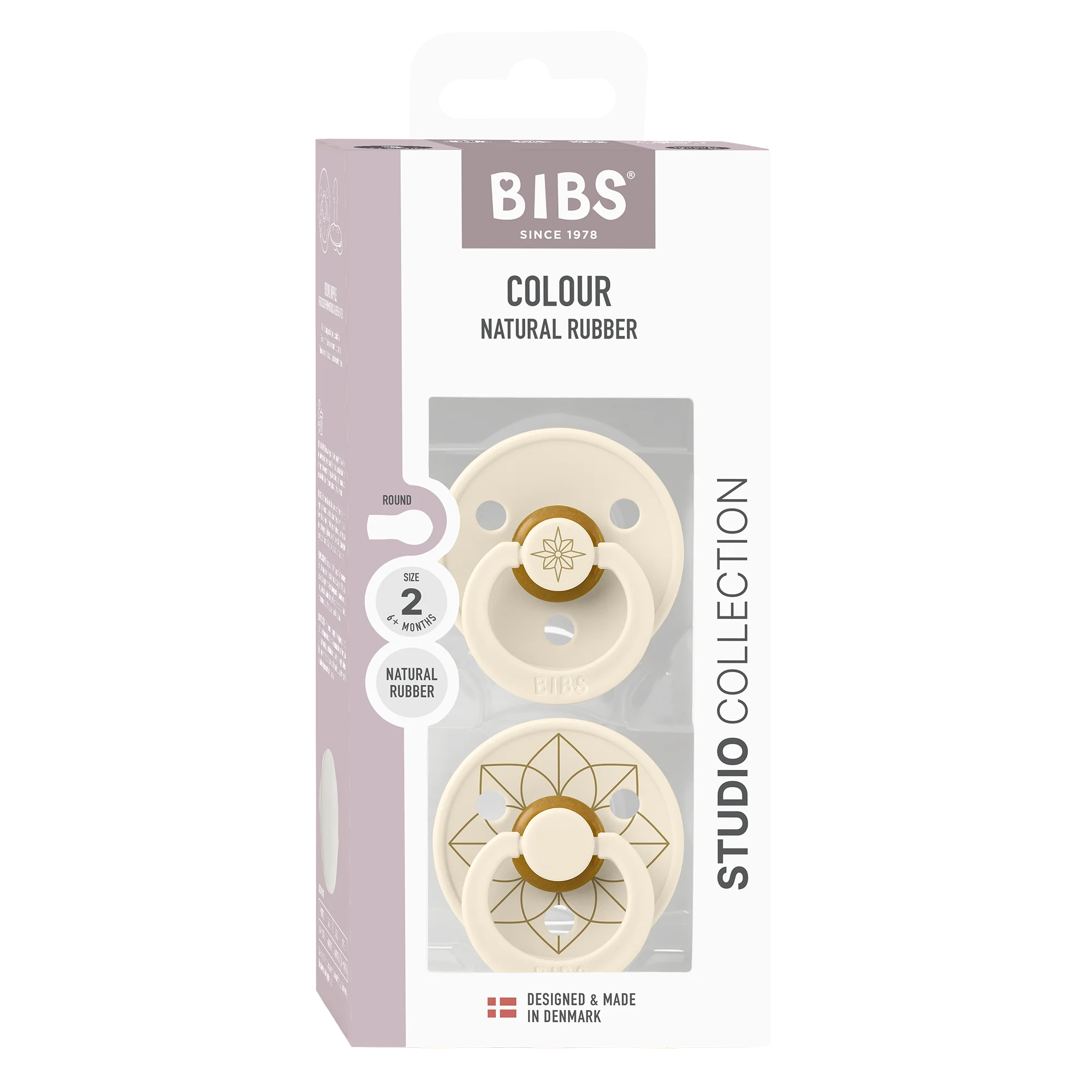 BIBS Pacifier Studio Colour 2 PACK Noor Latex Size 2 Ivory Gold