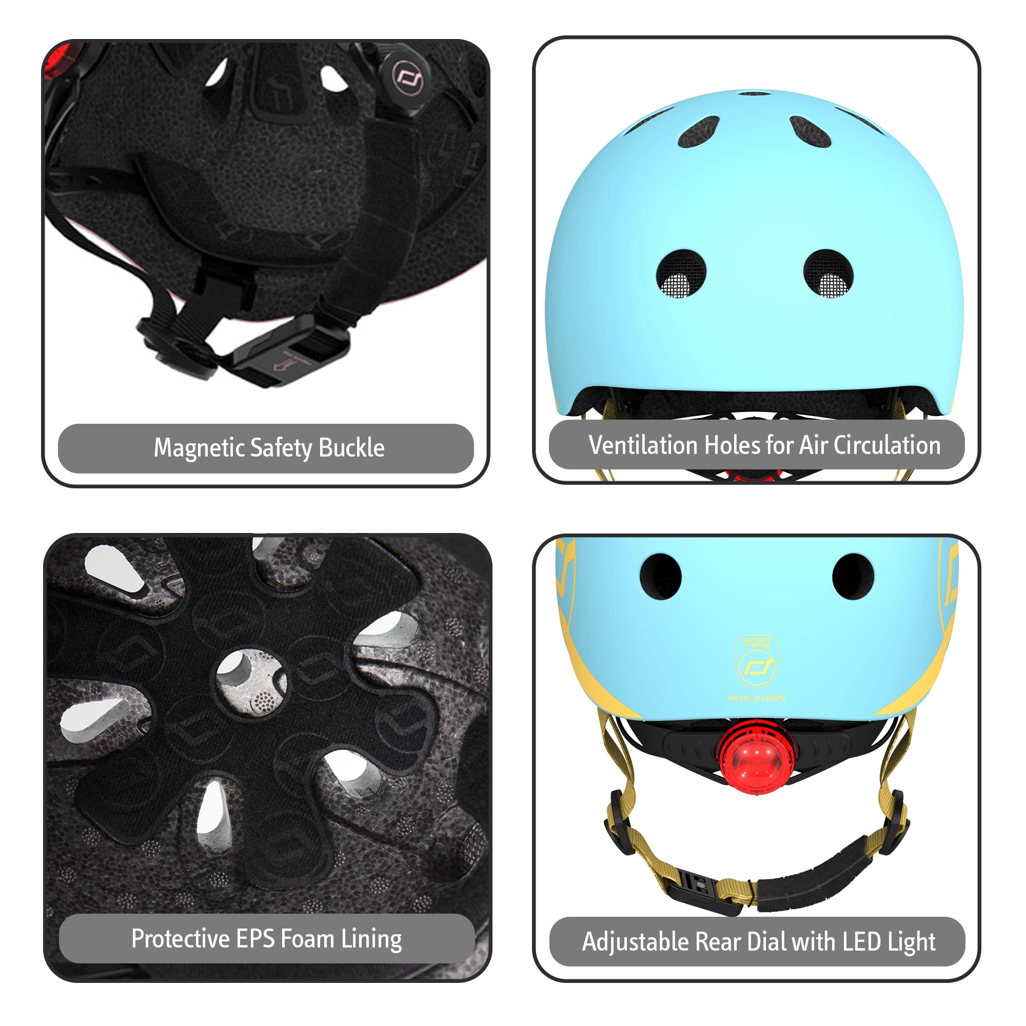 Scoot & Ride Baby Helmet XXS-S, Adjustable Kids Helmet with Magnetic Fastener, Baby Head Protector for Children with 45–51 cm Head Size, Blueberry