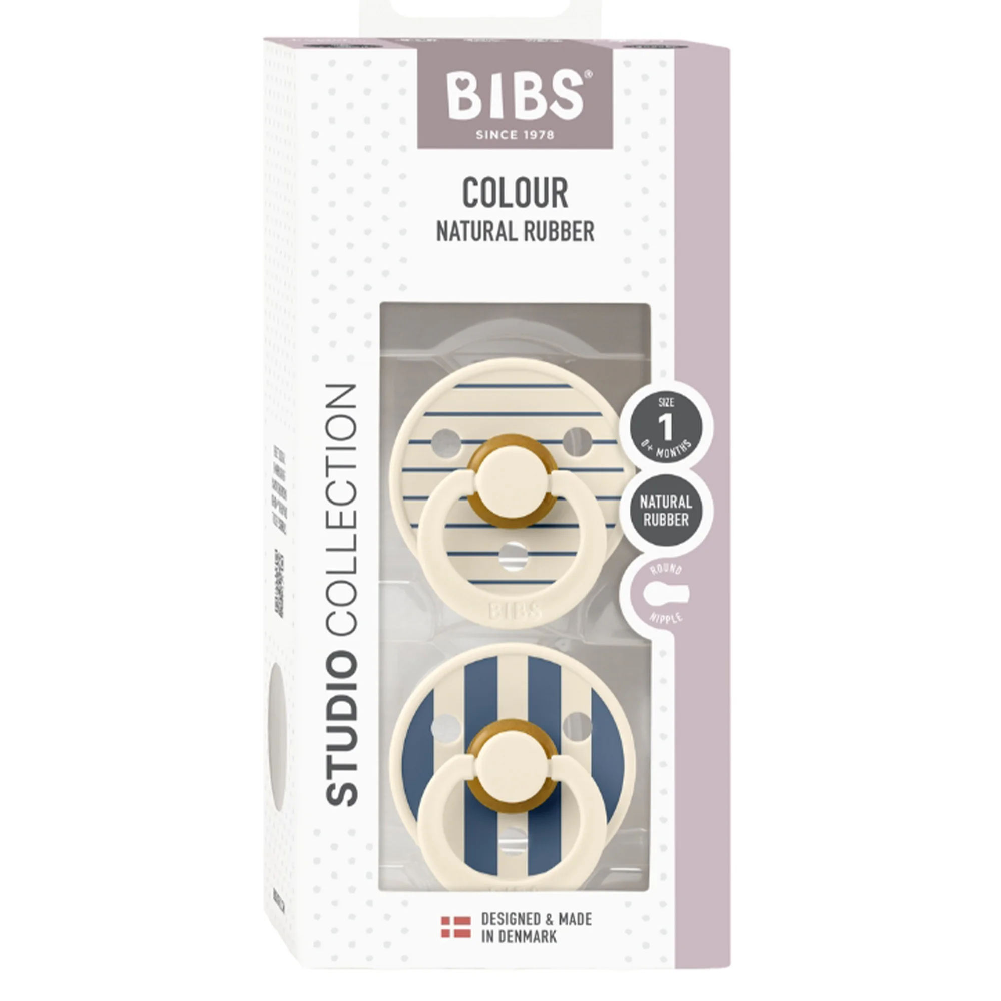 BIBS Pacifier Studio Colour 2 PACK Layl Latex Size 1 Black Gold