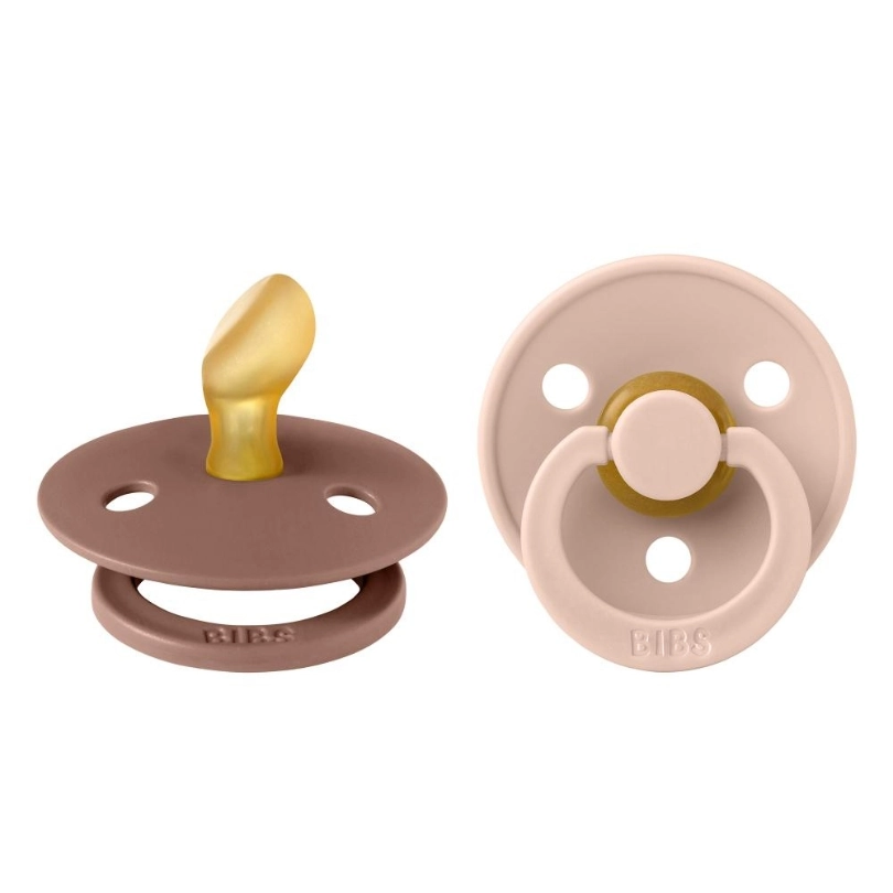 BIBS Anatomical Nipple Pacifier Colour 2 Pack Latex Size 1 Blush Woodchuck