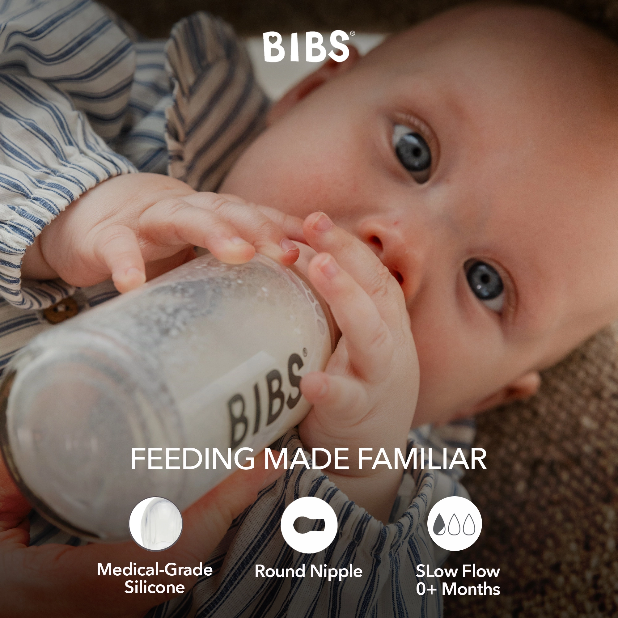 BIBS Baby Bottle Nipple Round Silicone 2 Pack Medium Flow