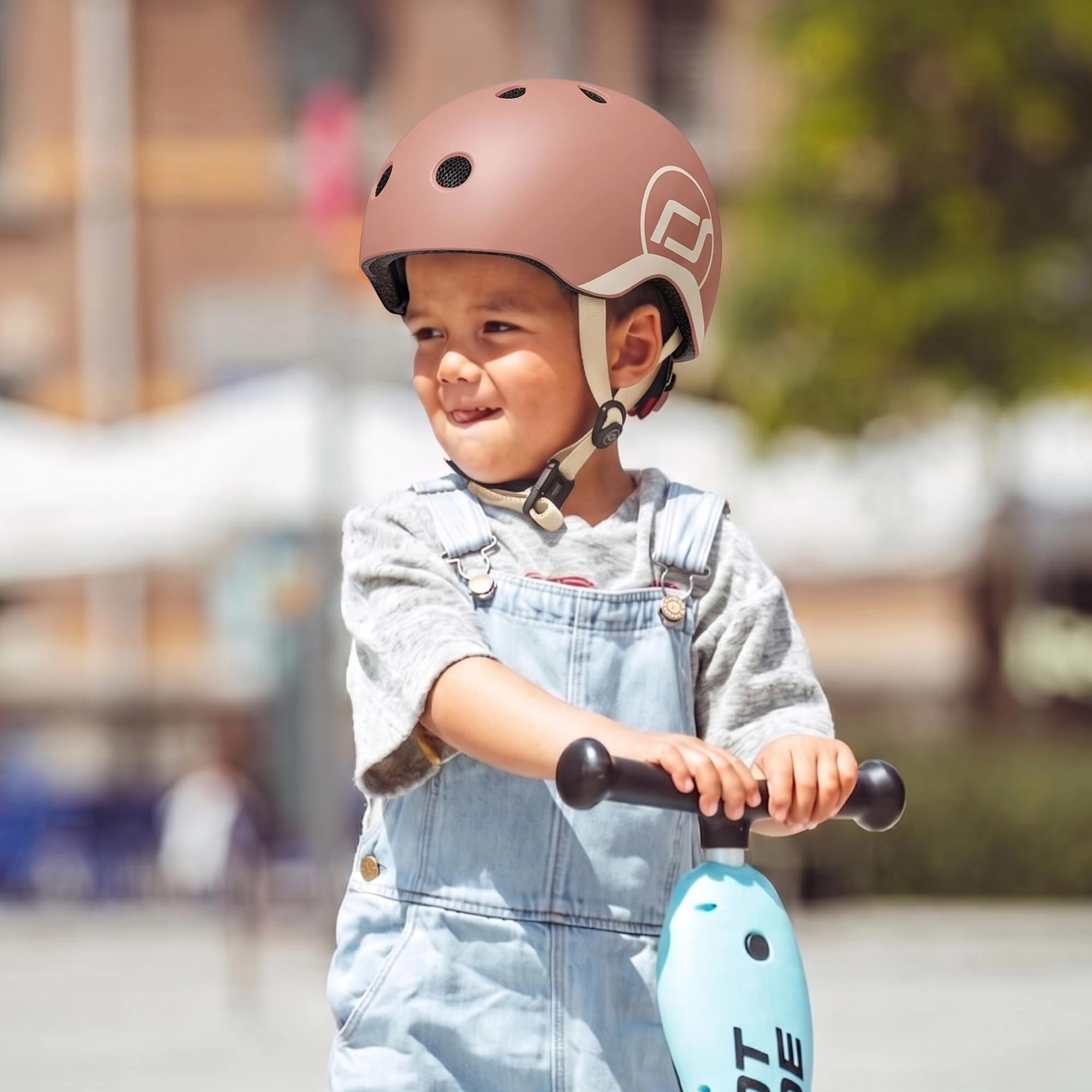 Scoot & Ride Baby Helmet XXS-S, Adjustable Kids Helmet with Magnetic Fastener, Baby Head Protector for Children with 45–51 cm Head Size, Mocha