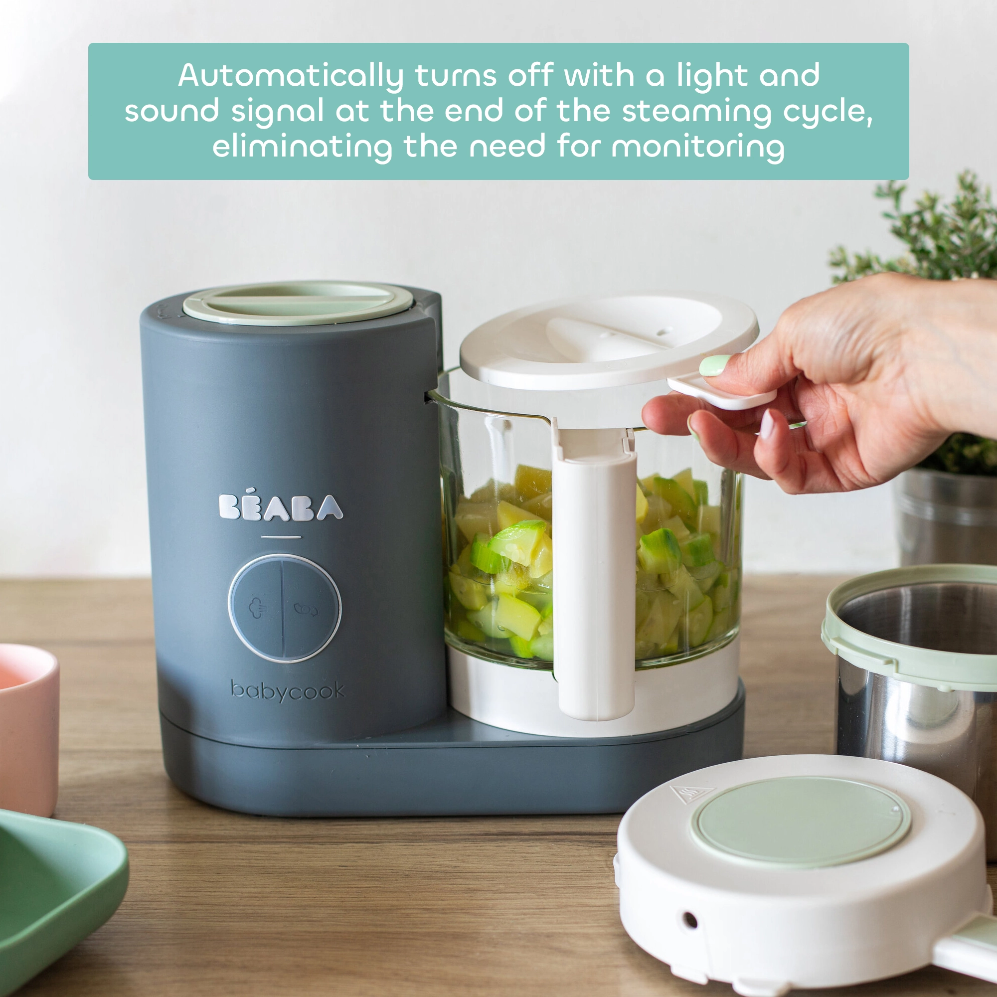 Beaba Babycook Neo Baby Food Processor, 6-in-1 Baby Food Maker, Multifunctional Baby Blender with Steamer, Perfect for Homemade Baby Food, Easy to Use, Large Capacity, Dishwasher Safe, Mineral Grey