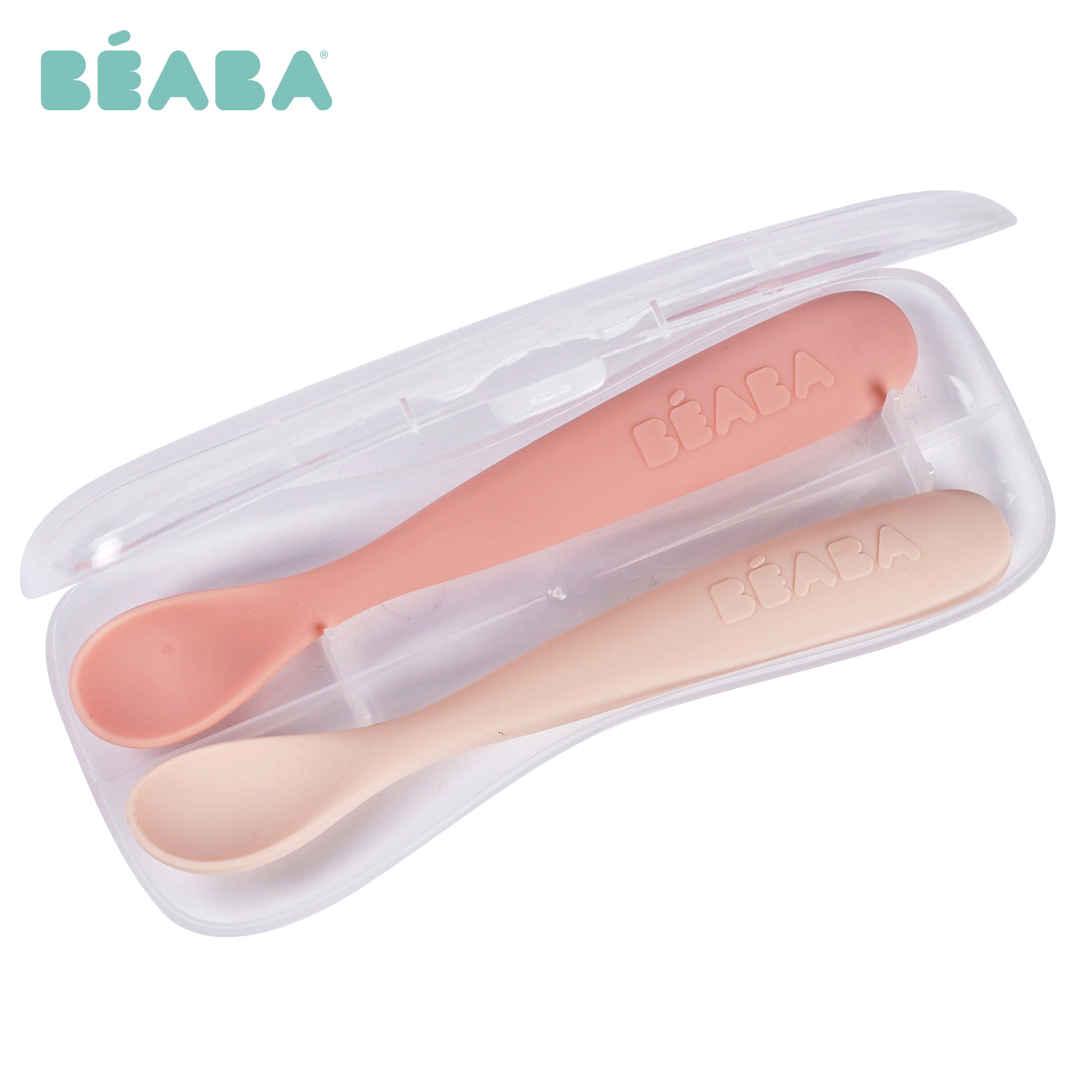 BEABA Set of 2 Silicone Pre-Spoons Cotton Candy/Sorbet