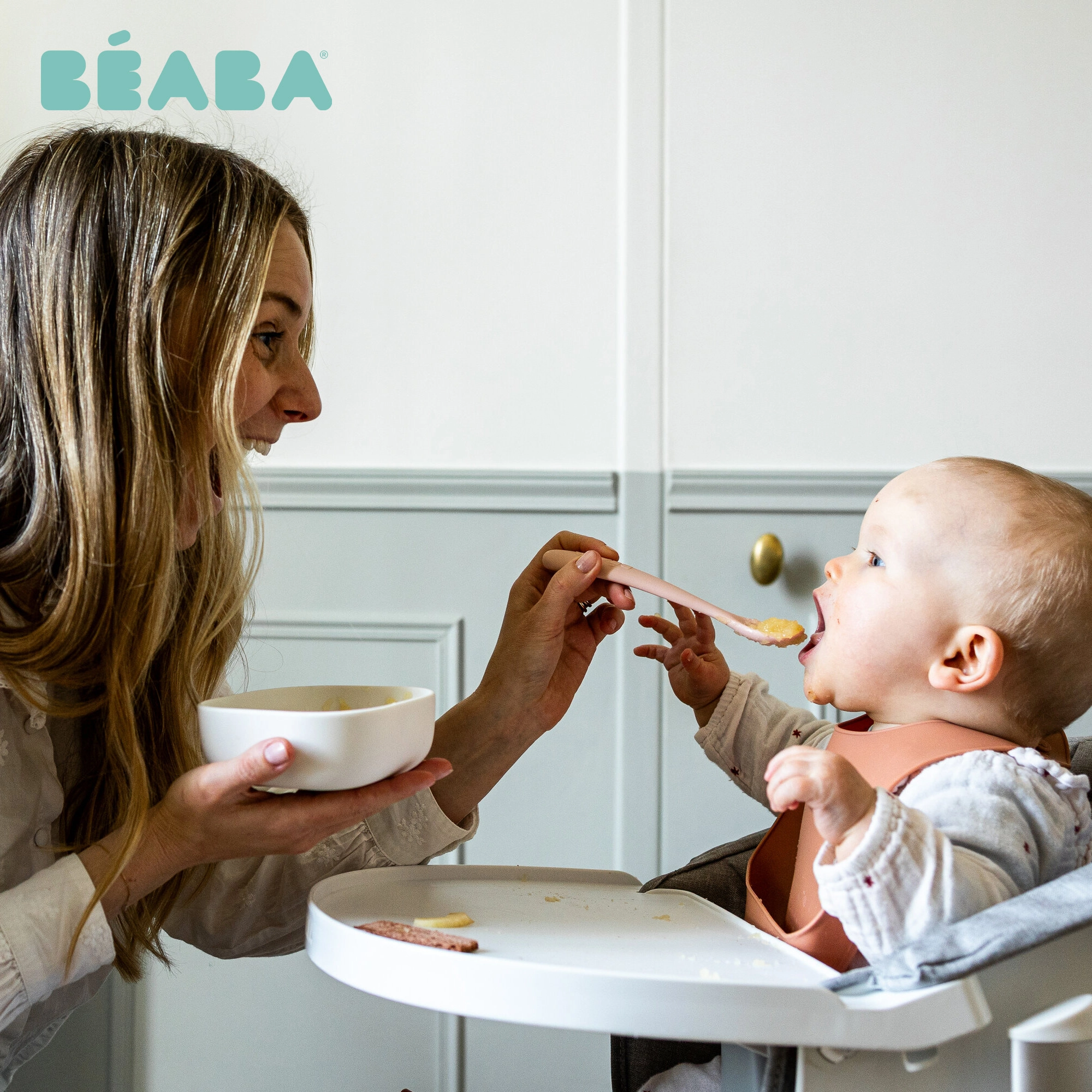BEABA Set of 2 Silicone Pre-Spoons Cotton Candy/Sorbet