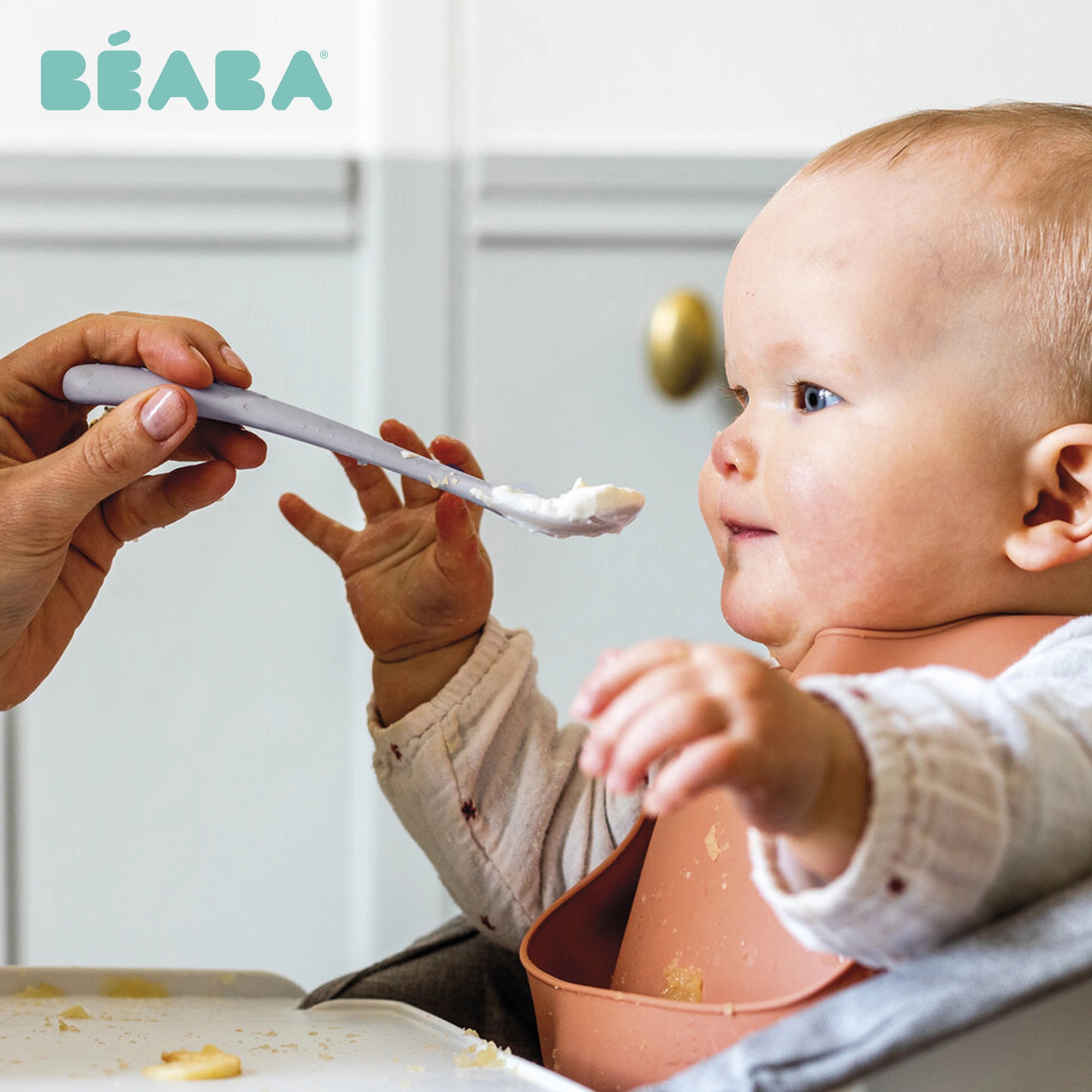 BEABA Set of 2 Silicone Pre-Spoons Cotton Candy/Sorbet