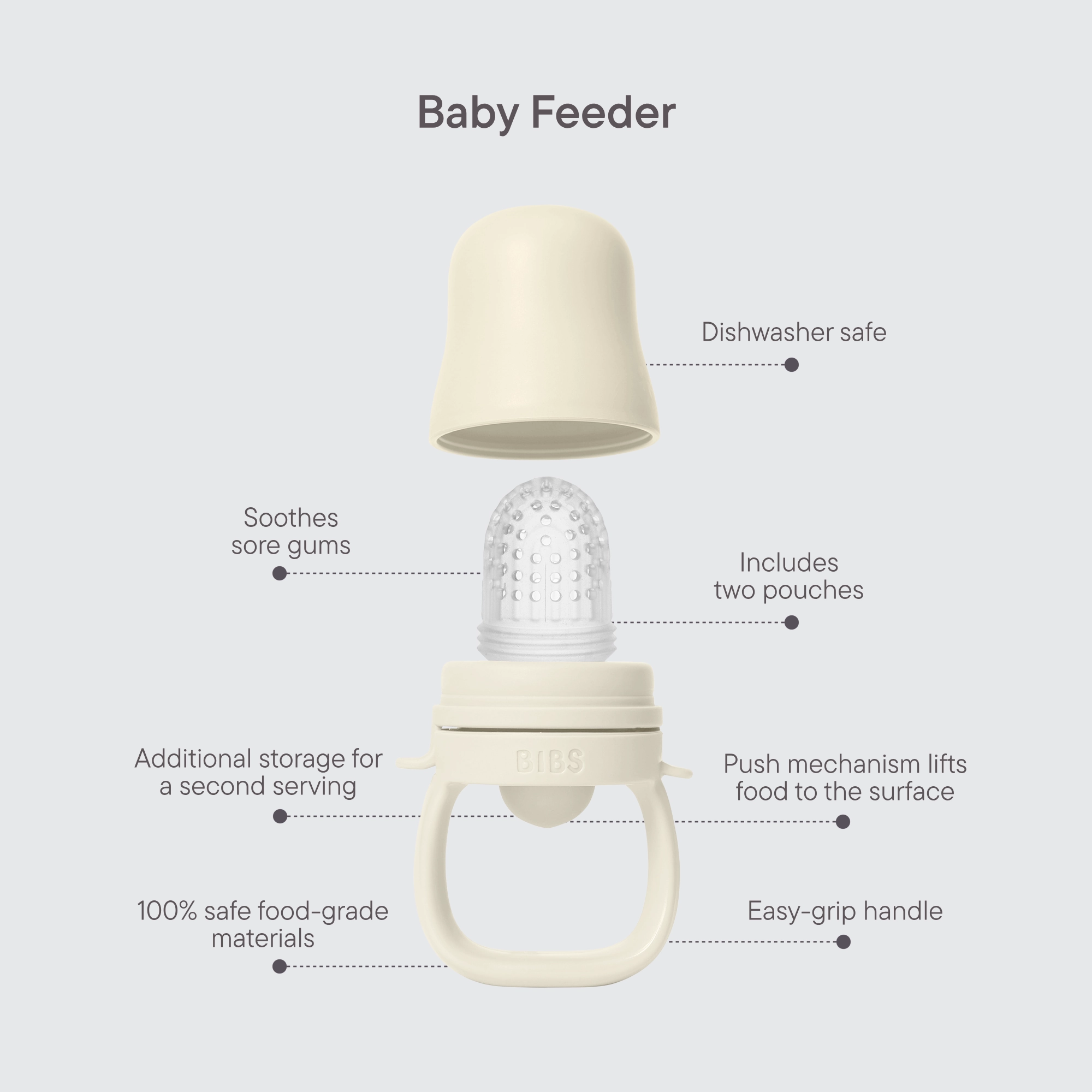 BIBS Baby Feeder with 2 Nipples Ivory