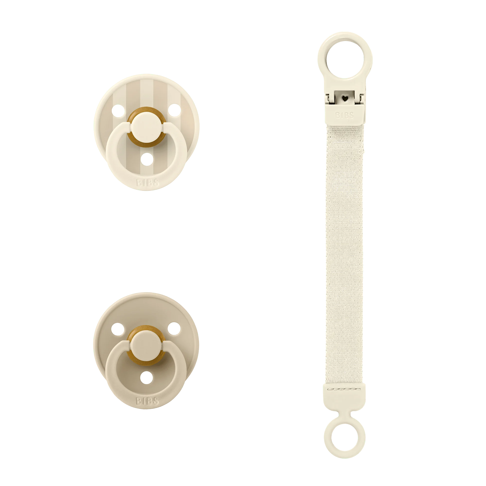 BIBS Colour Pacifier & Loop Clip Gift Set Latex Size 1 Ivory
