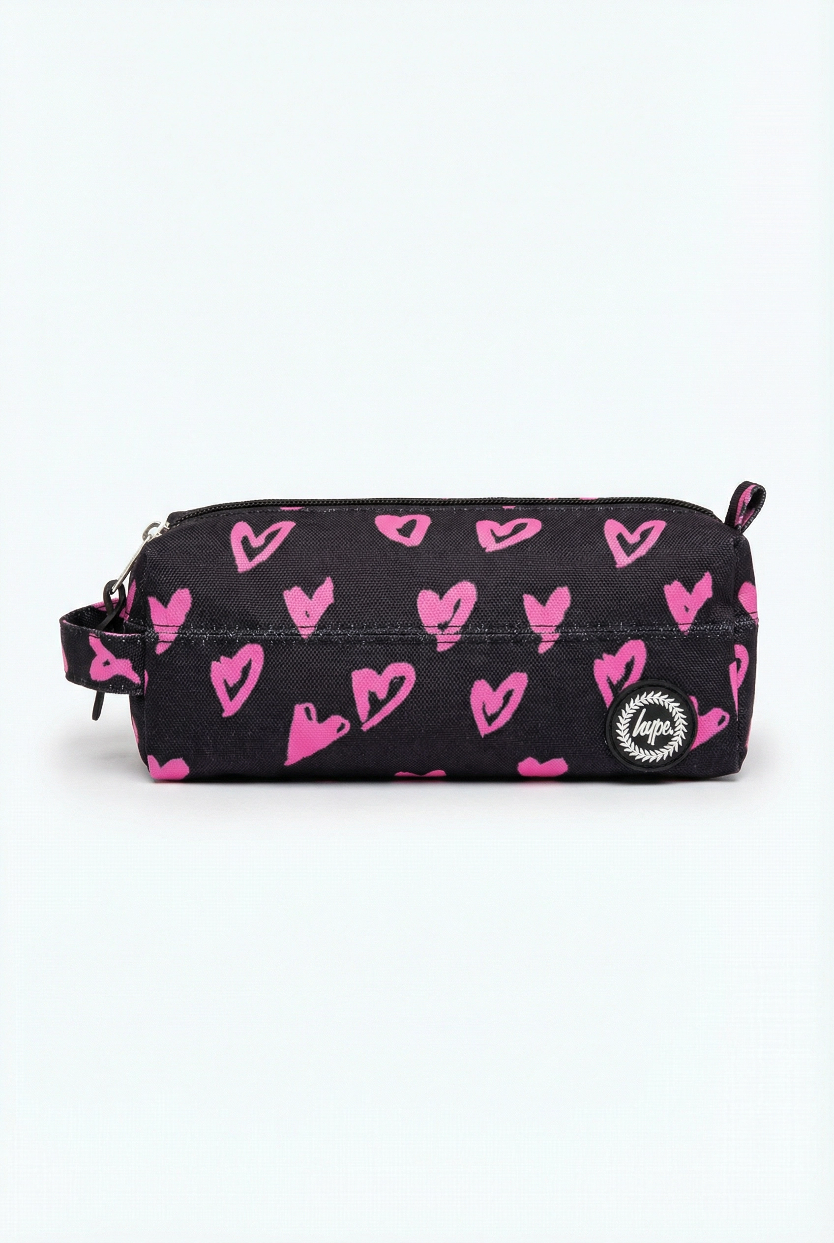 HYPE Pencil Case Black Pink Scribble Heart