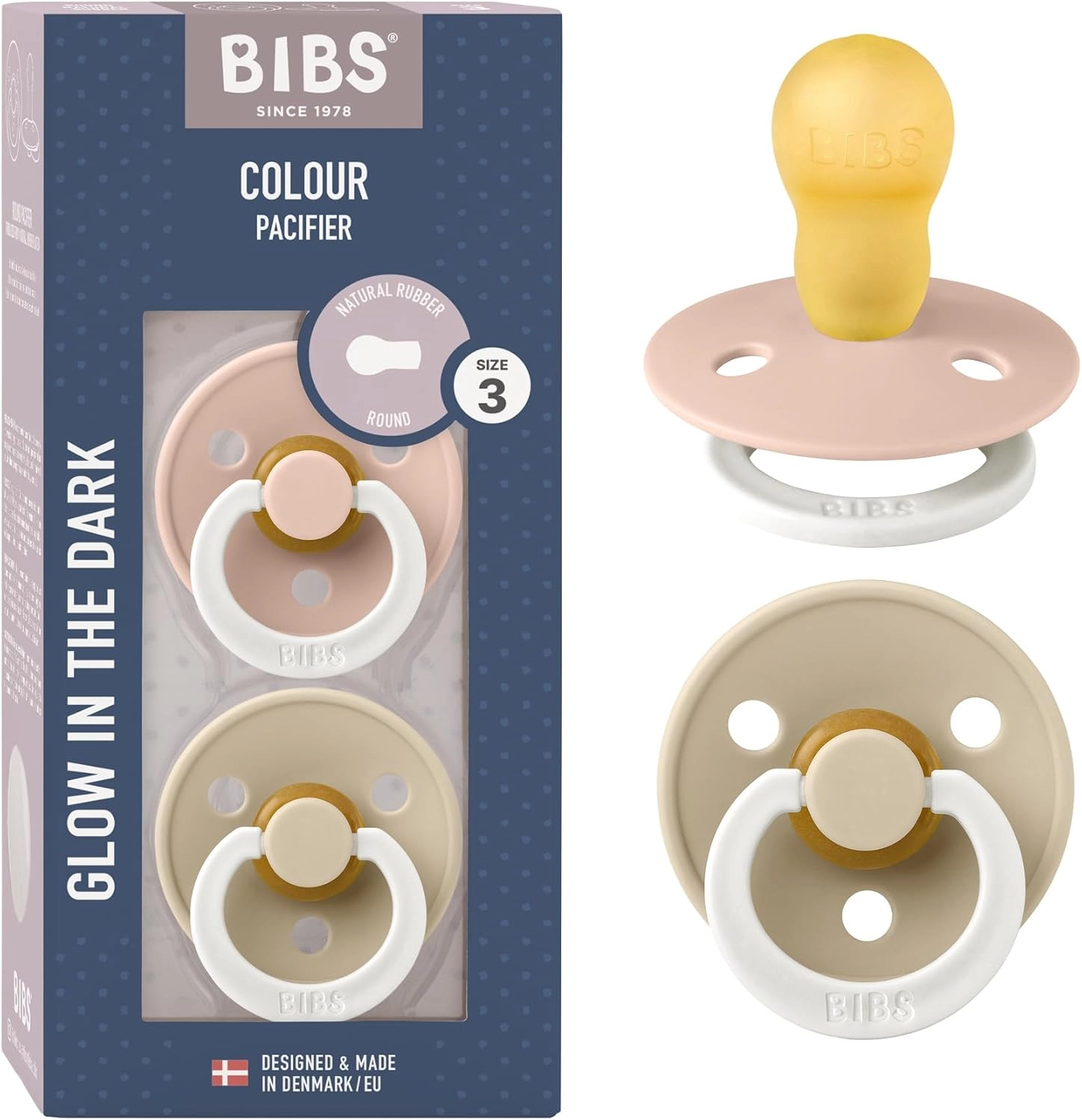 BIBS Pacifier Colour 2 pack Latex Size 1 Matcha/Cactus
