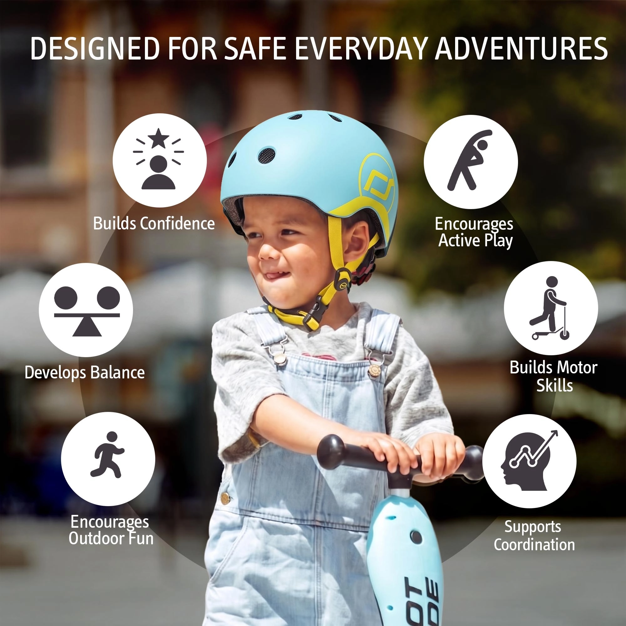 Scoot & Ride Baby Helmet XXS-S, Adjustable Kids Helmet with Magnetic Fastener, Baby Head Protector for Children with 45–51 cm Head Size, Blueberry