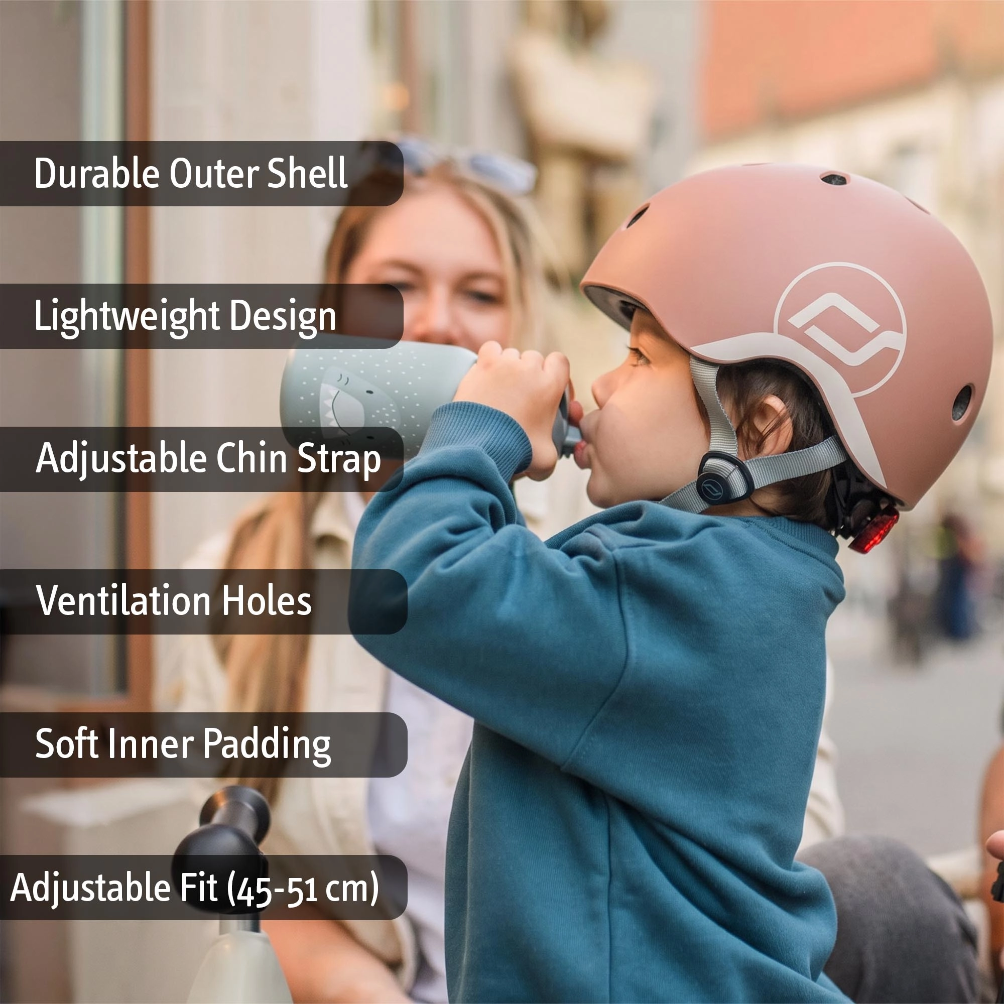 Scoot & Ride Baby Helmet XXS-S, Adjustable Kids Helmet with Magnetic Fastener, Baby Head Protector for Children with 45–51 cm Head Size, Mocha
