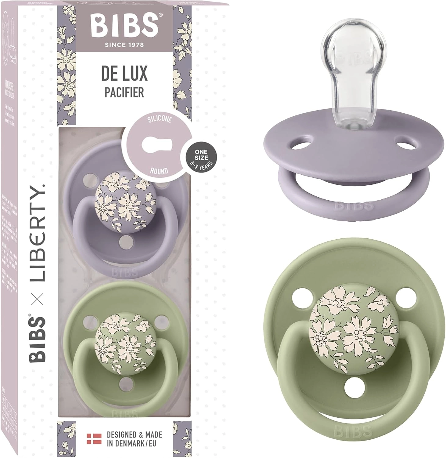 BIBS x Liberty 2 PACK De Lux Capel Silicone Onesize Sage Mix