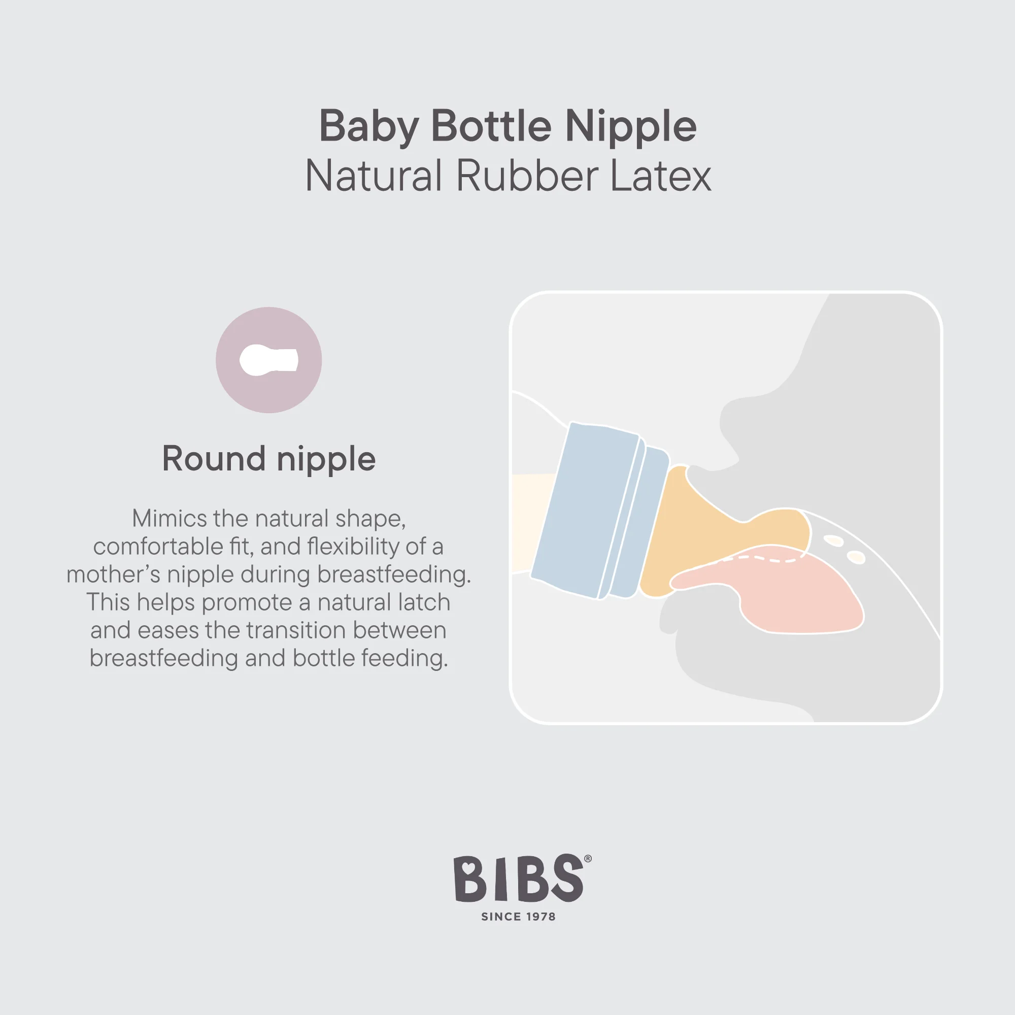 BIBS Baby Bottle Round Latex 2 Pack 150 Ml Slow Flow Blush