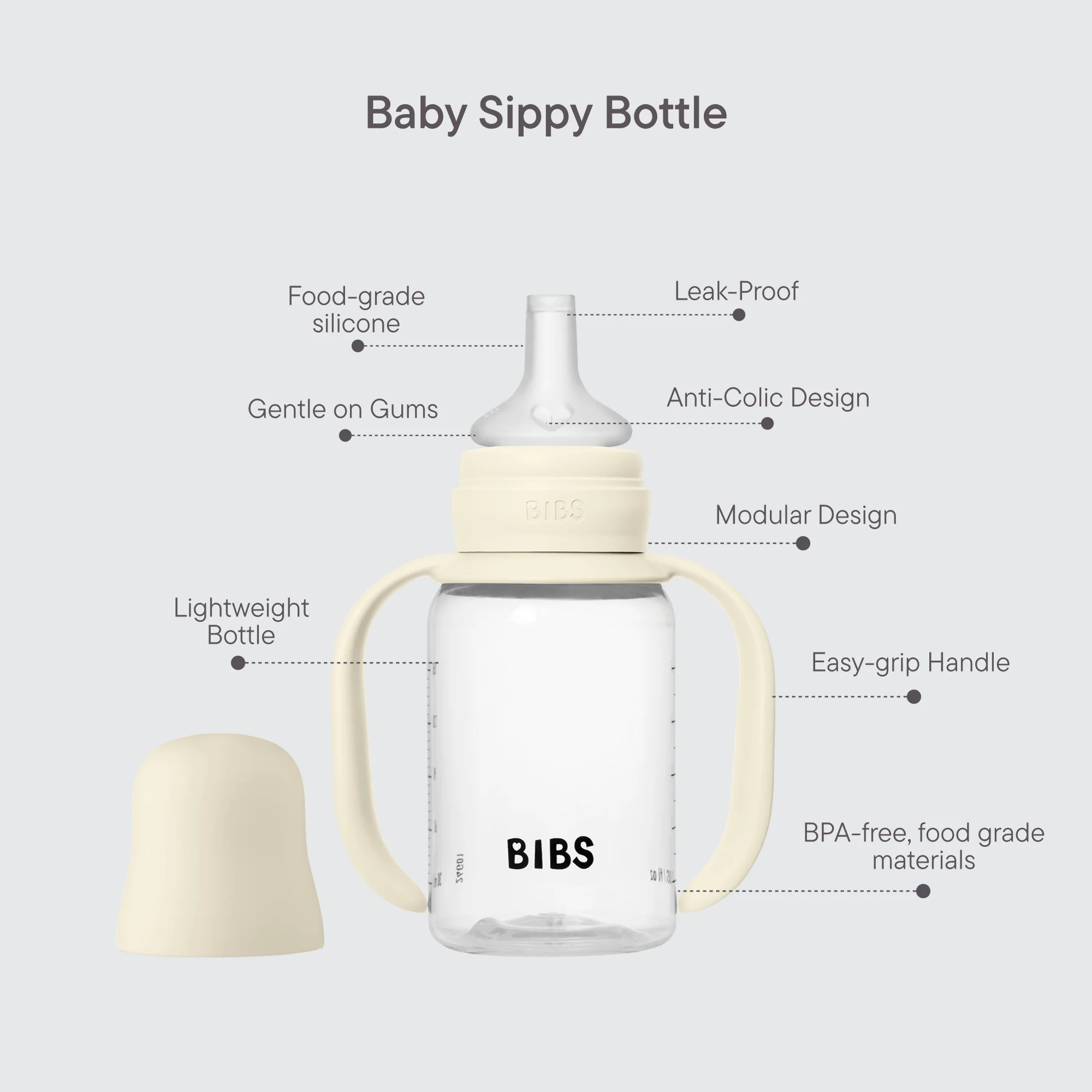 BIBS Baby Sippy Bottle Spout Silicone 1 pack 150 ml Sage