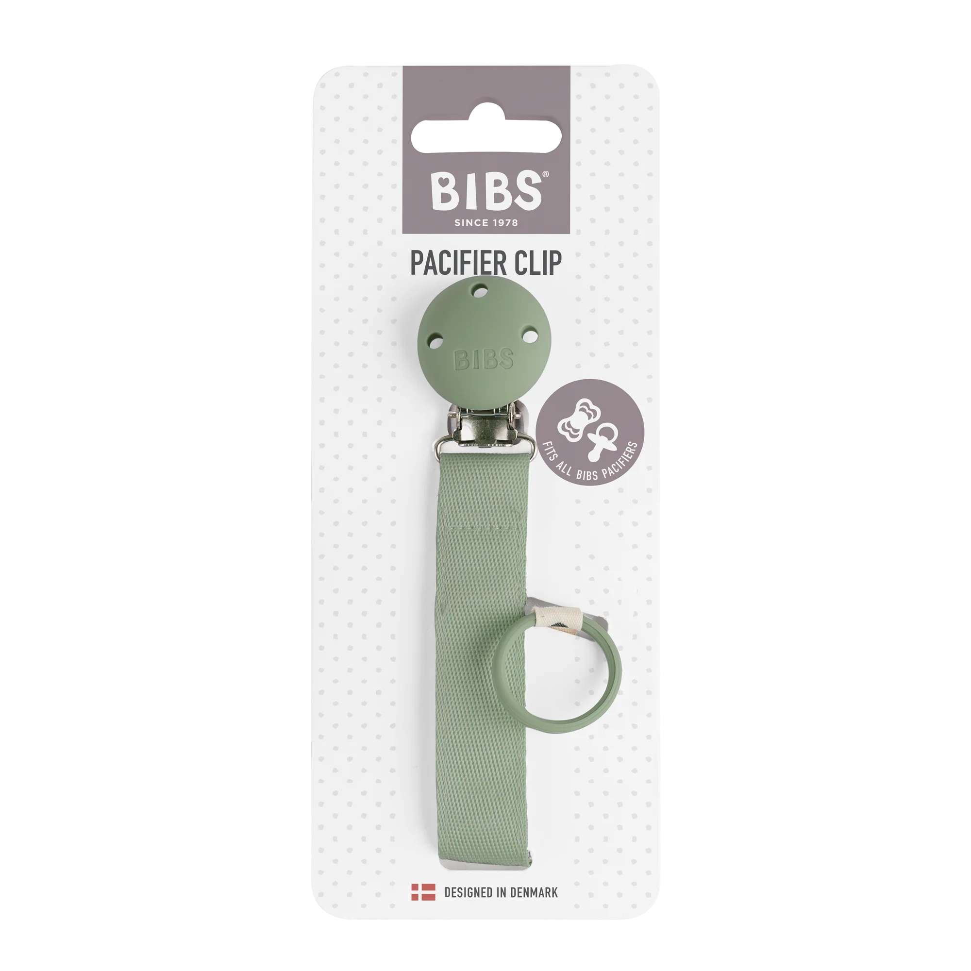 BIBS Pacifier Clip Ribbon Sage