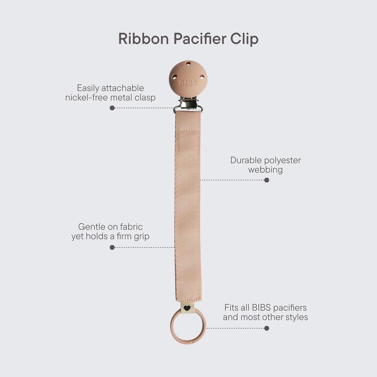 BIBS Pacifier Clip Ribbon Sage