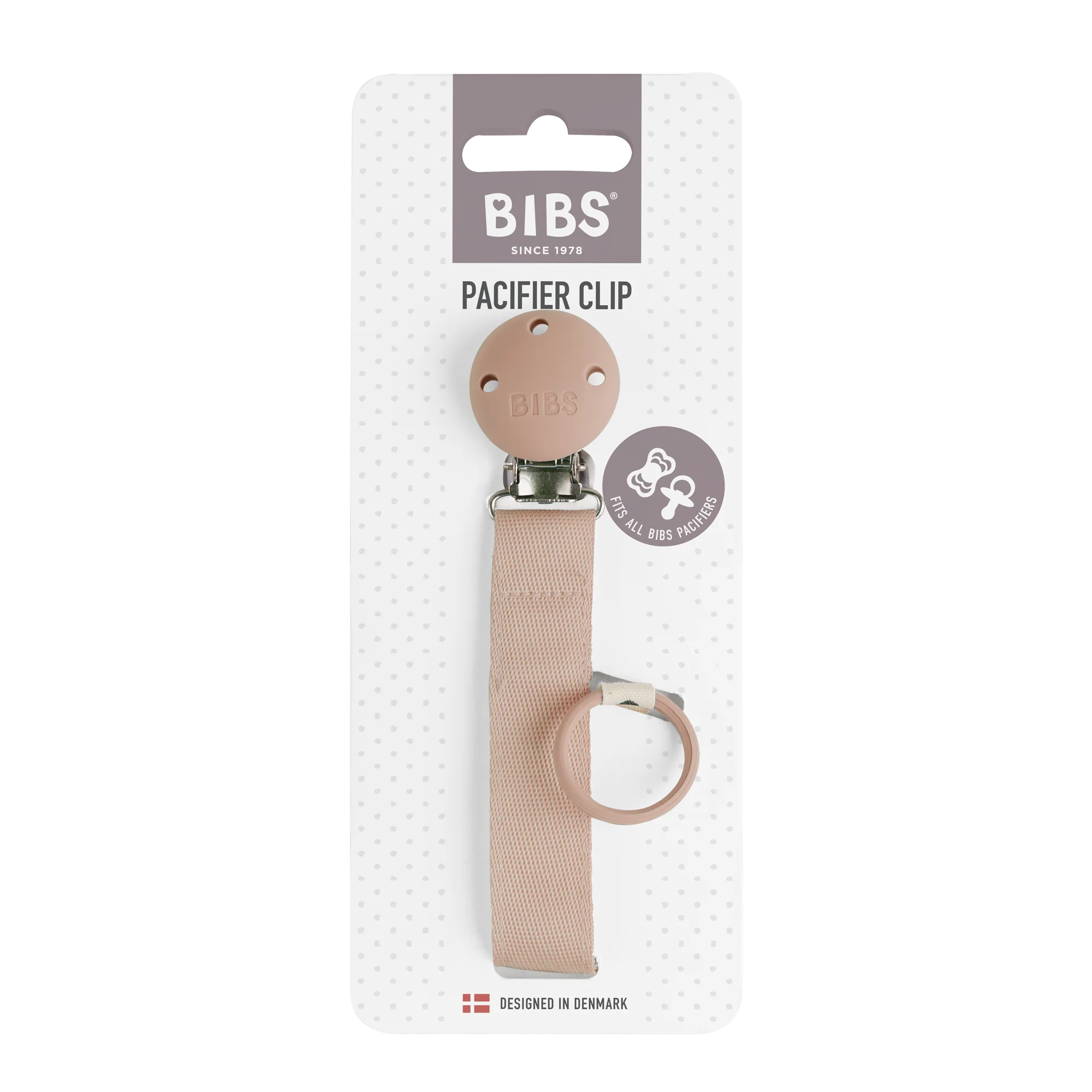 BIBS Pacifier Clip Ribbon Blush