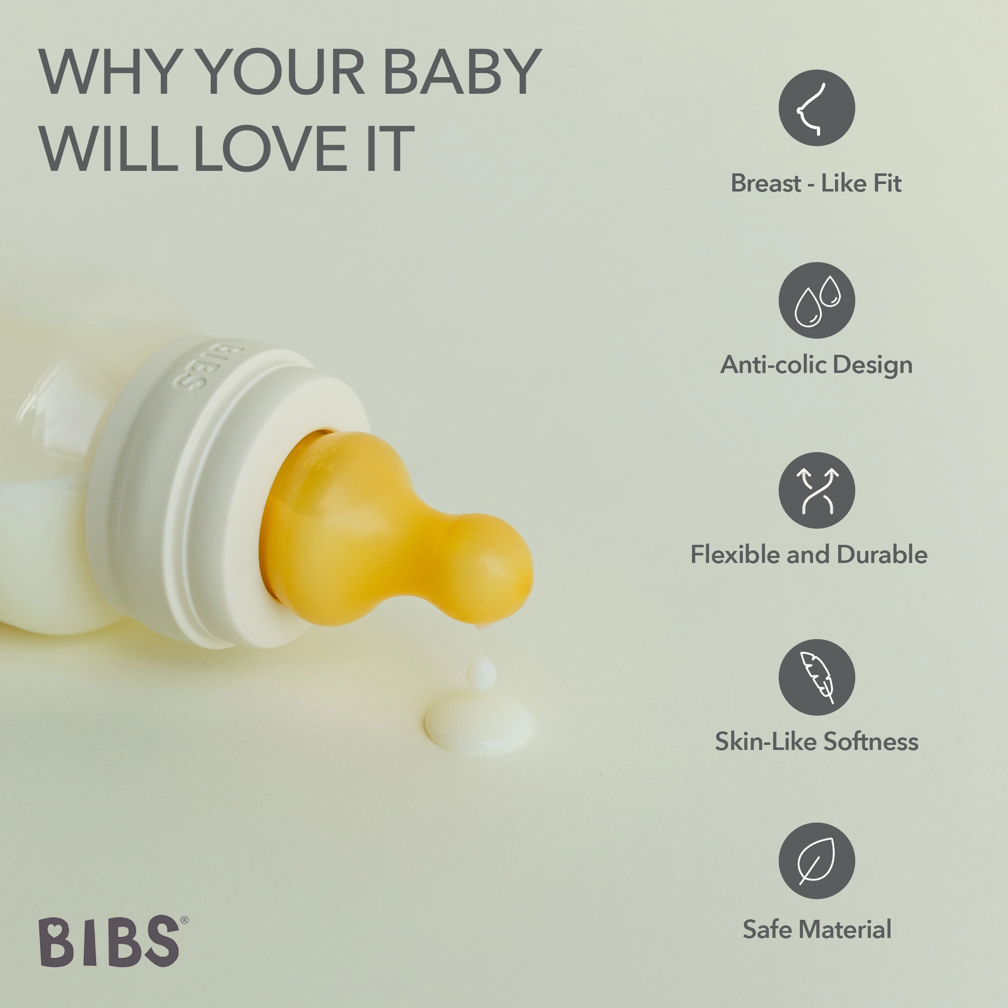 BIBS Baby Bottle Nipple Round Latex 2 Pack Slow Flow