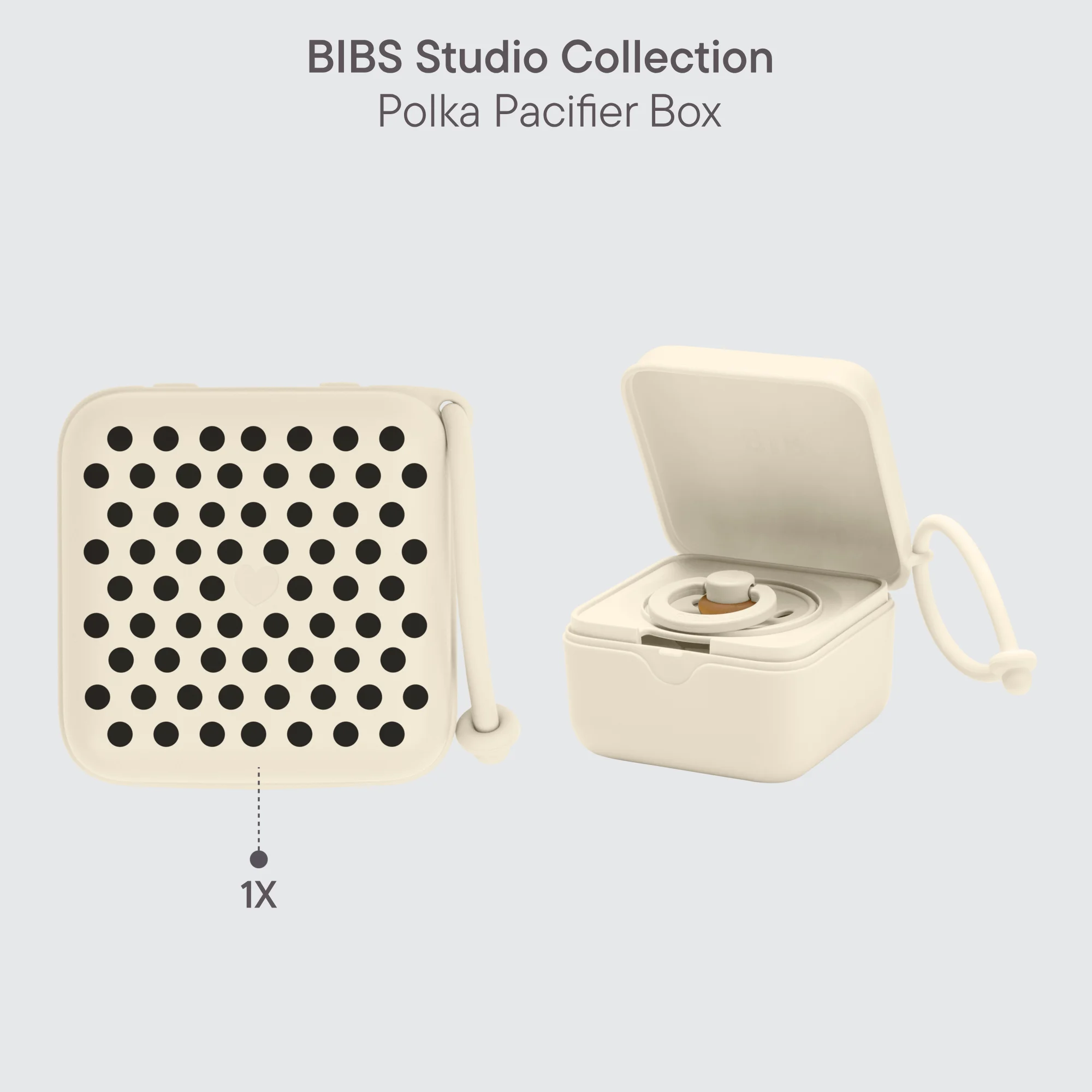 BIBS Studio Pacifier Box Polka Ivory Black