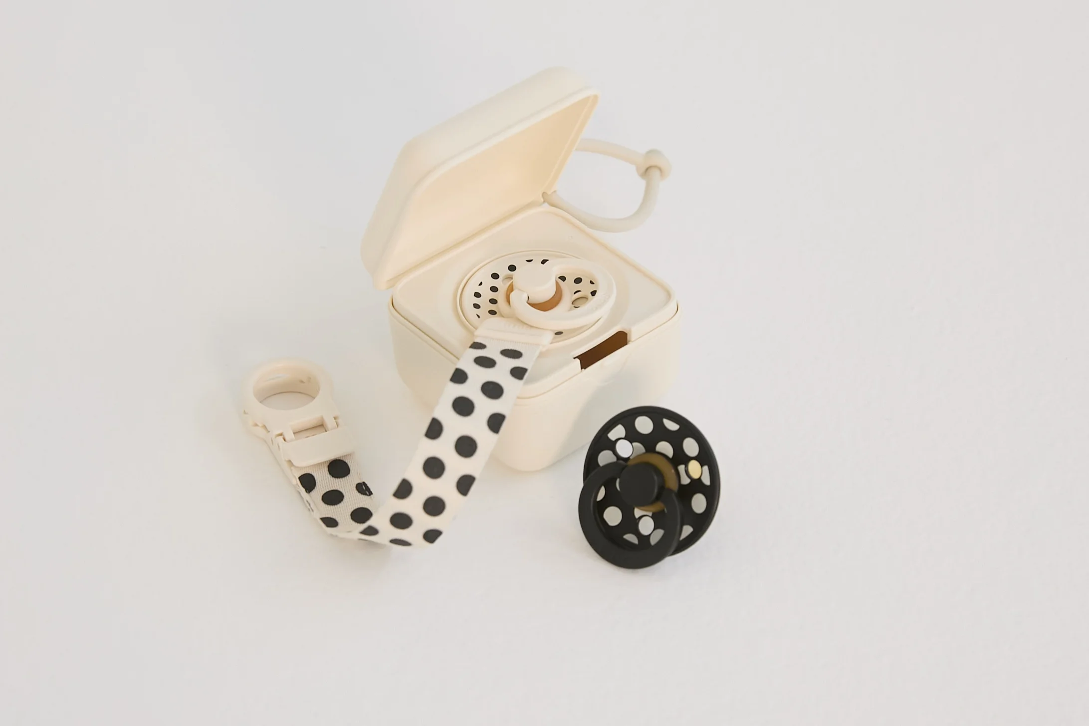 BIBS Studio Pacifier Box Polka Ivory Black
