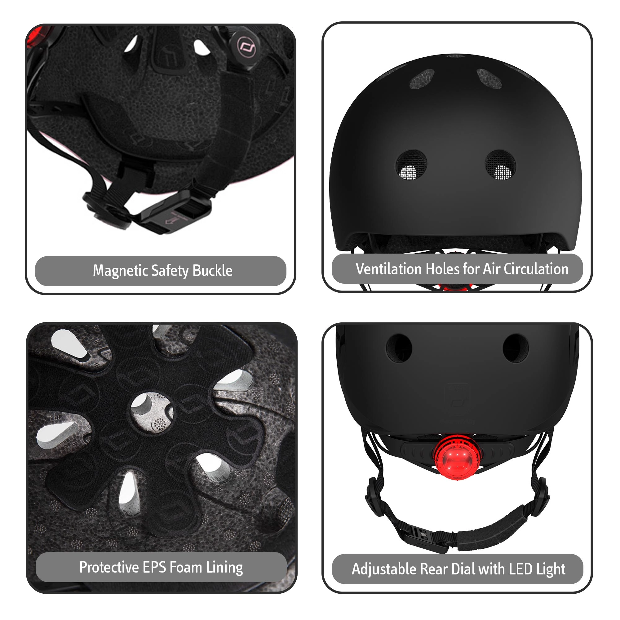 Scoot & Ride Baby Helmet XXS-S, Adjustable Kids Helmet with Magnetic Fastener, Baby Head Protector for Children with 45–51 cm Head Size, Black