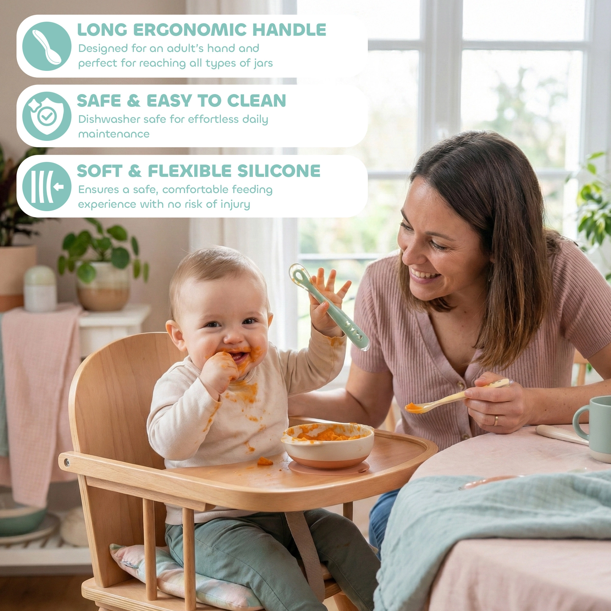 BEABA Set of 4 First Age Silicone Spoons Natural Set