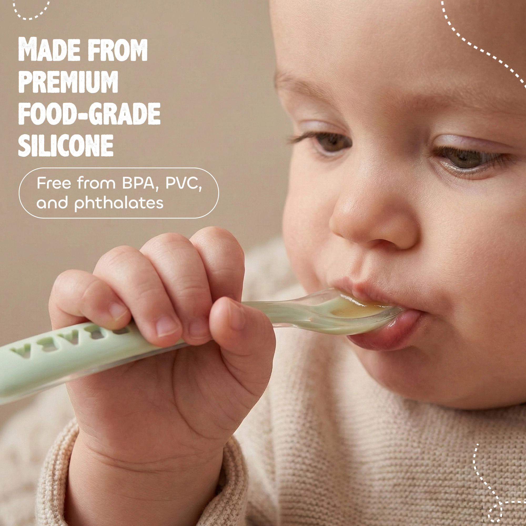 BEABA Set of 4 First Age Silicone Spoons Natural Set