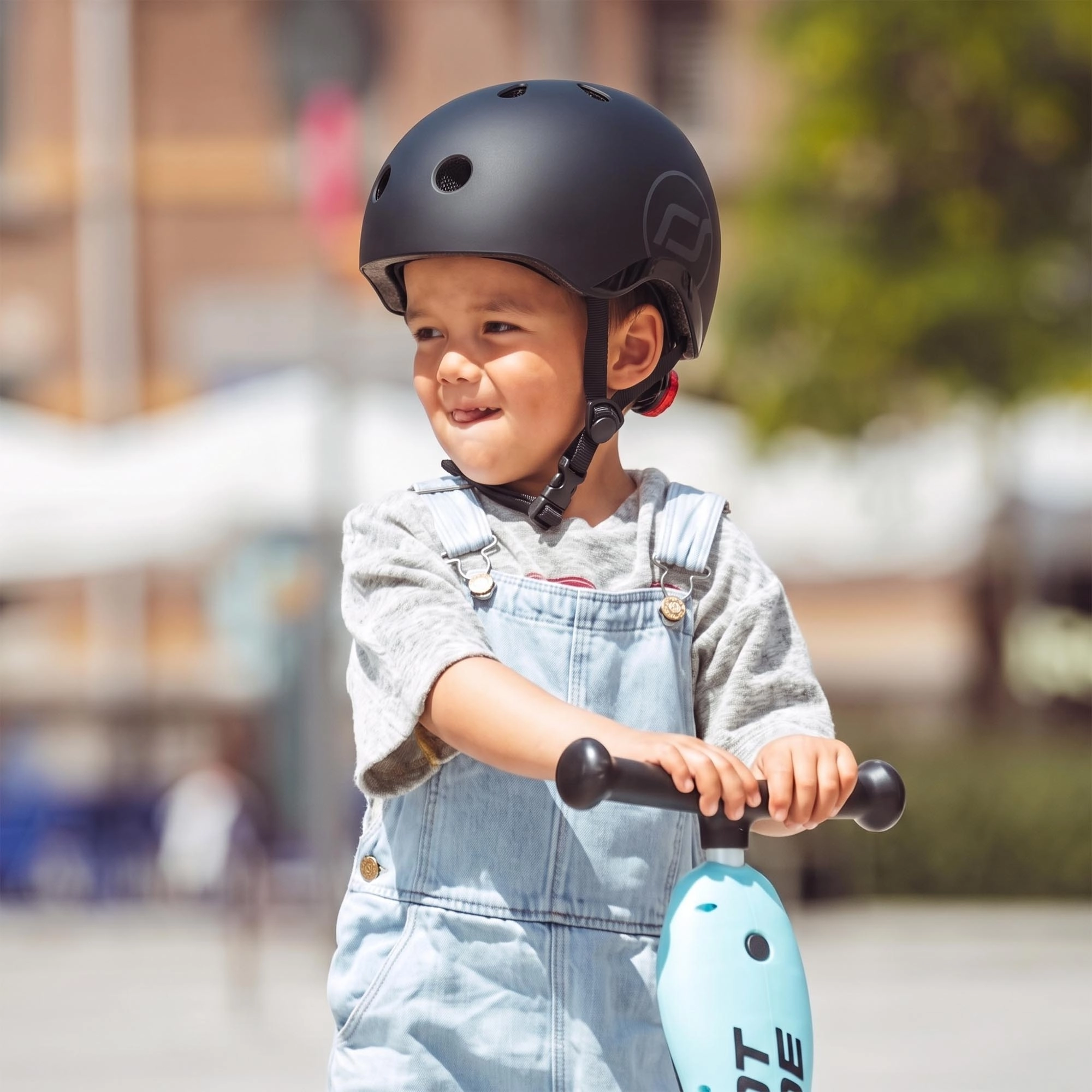 Scoot & Ride Baby Helmet XXS-S, Adjustable Kids Helmet with Magnetic Fastener, Baby Head Protector for Children with 45–51 cm Head Size, Black