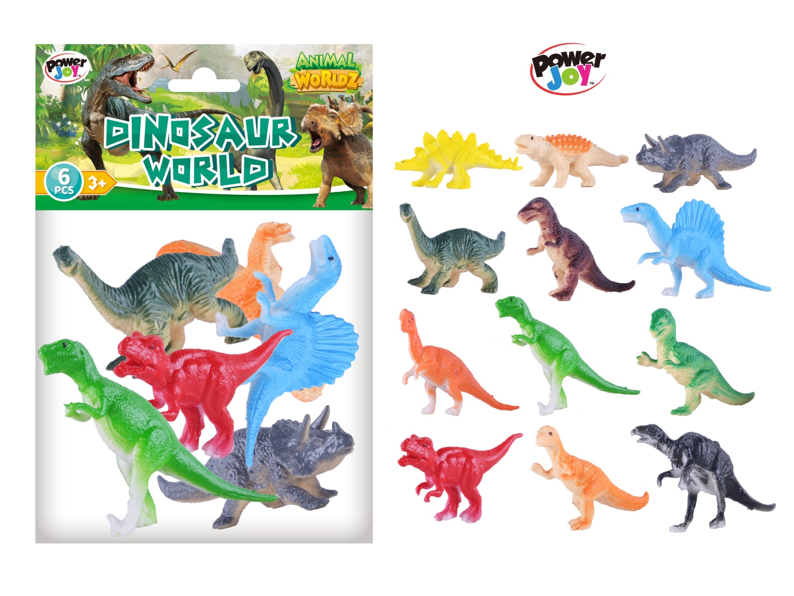 P.JOY ANIMAL WORLDZ DINOSAUR 4" 6PCS