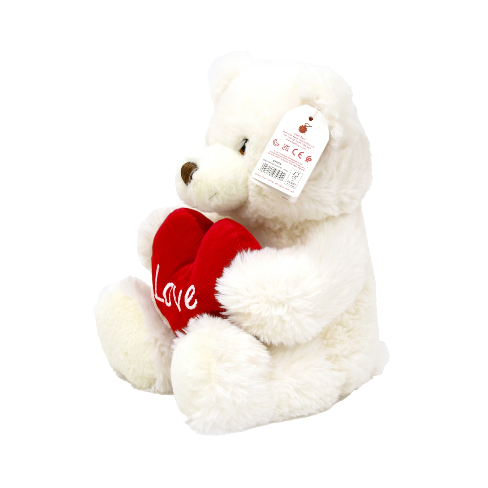 KEELECO BEAR CREAM W/HEART 30CM VALENTNE